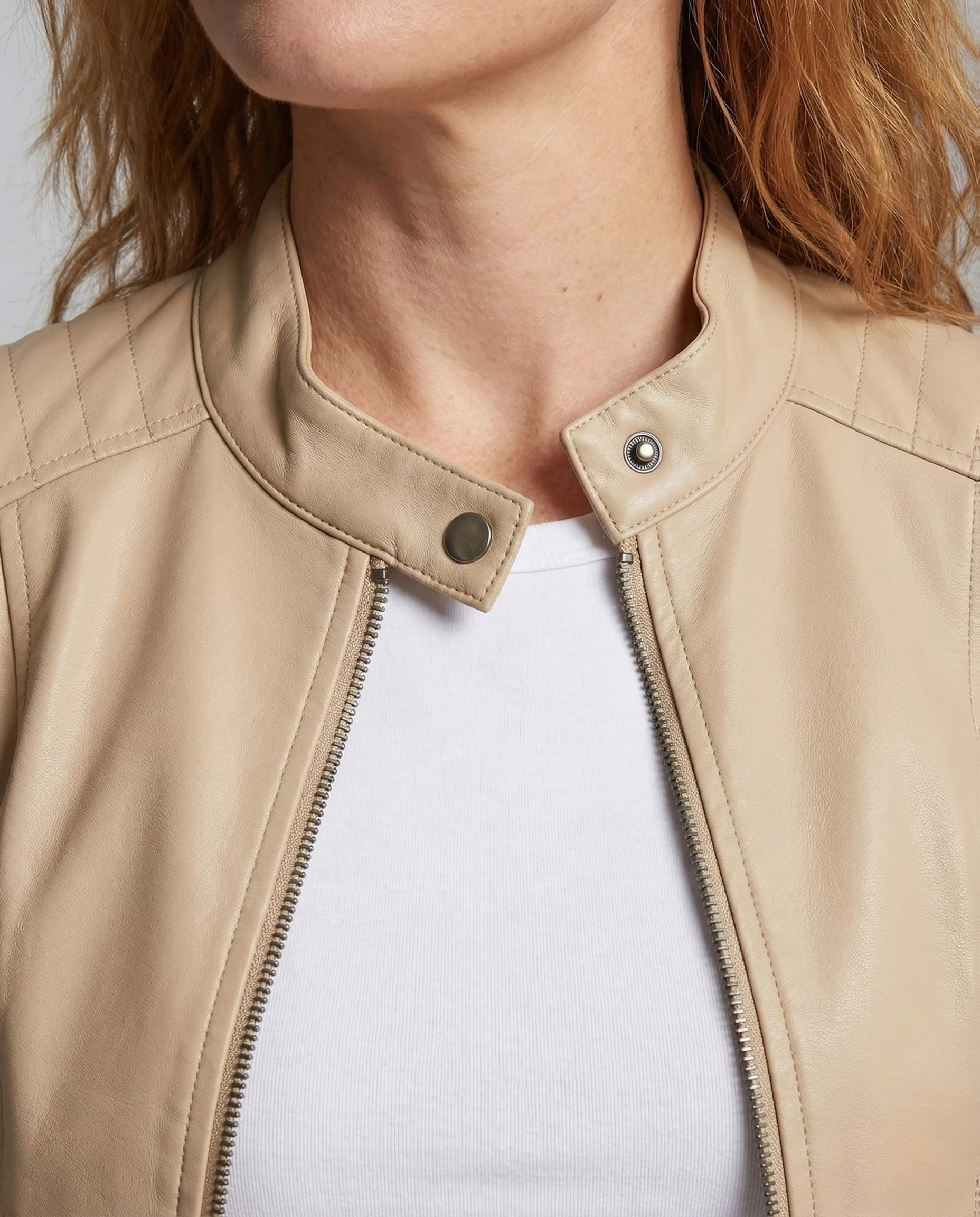Damen Kunstlederjacke Figurbetont mit Stehkragen - Image 3