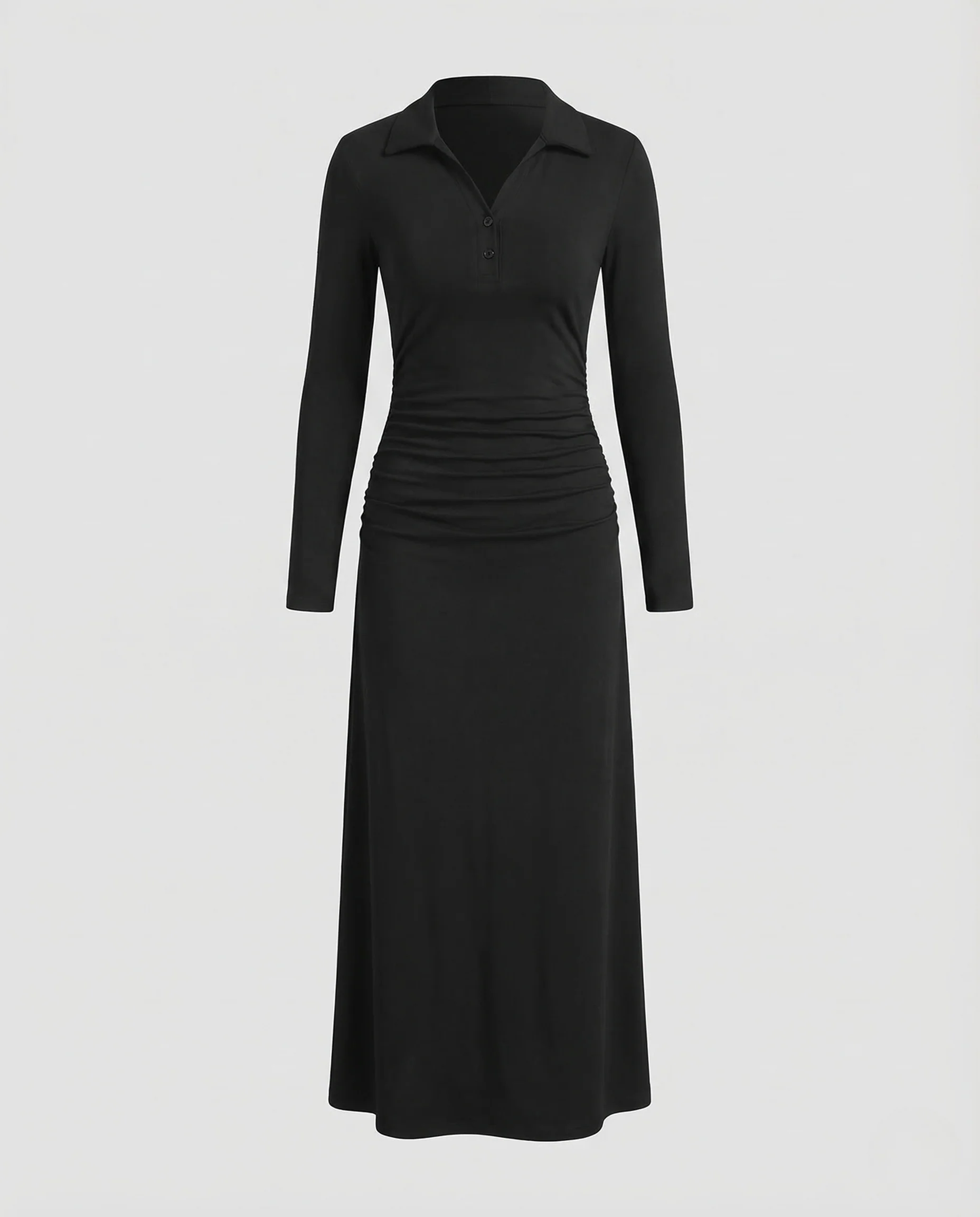 Damen Maxikleid V Ausschnitt Raffung - Image 5