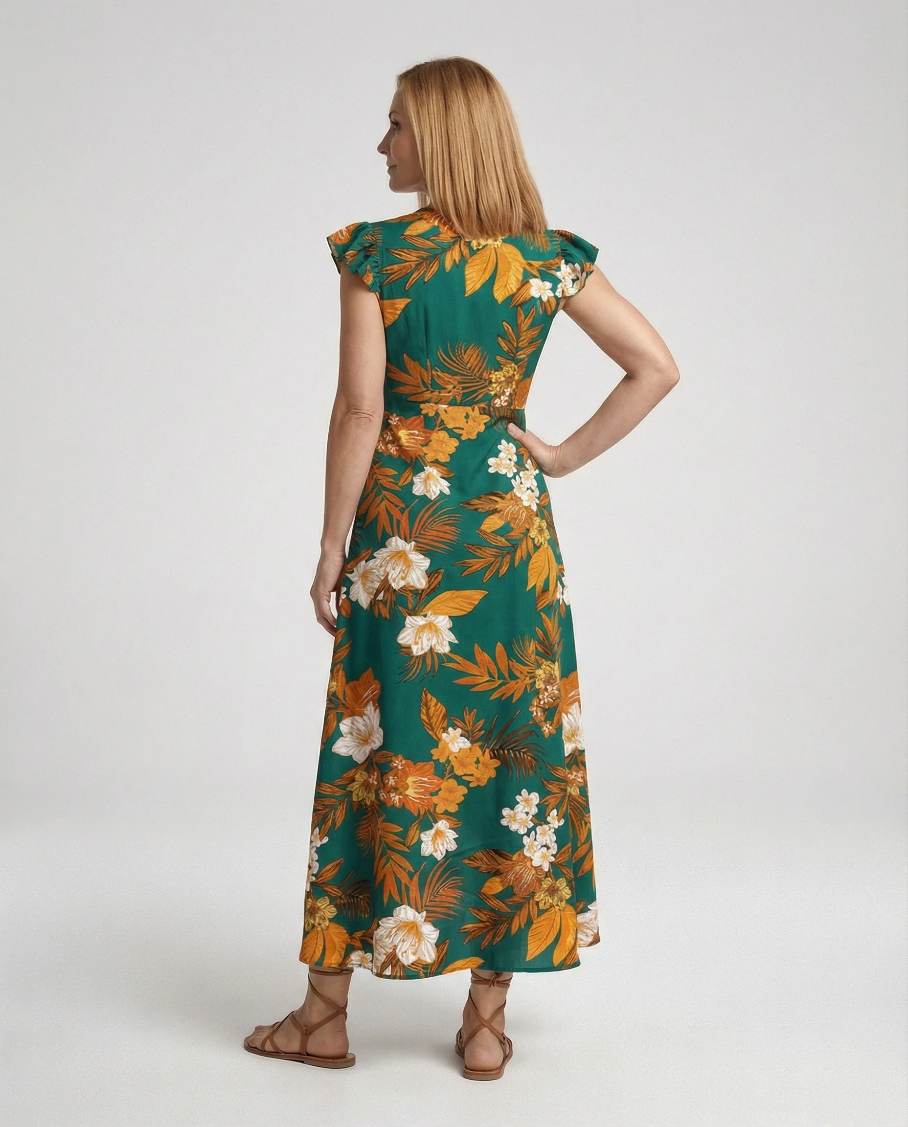 Damen Wickel Midikleid mit Rüschen - Image 4
