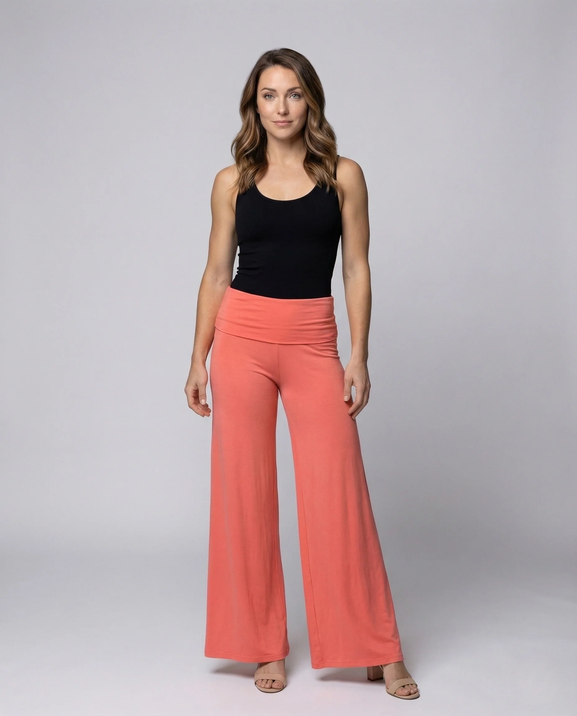 Damen Palazzo Hose Umschlagbund