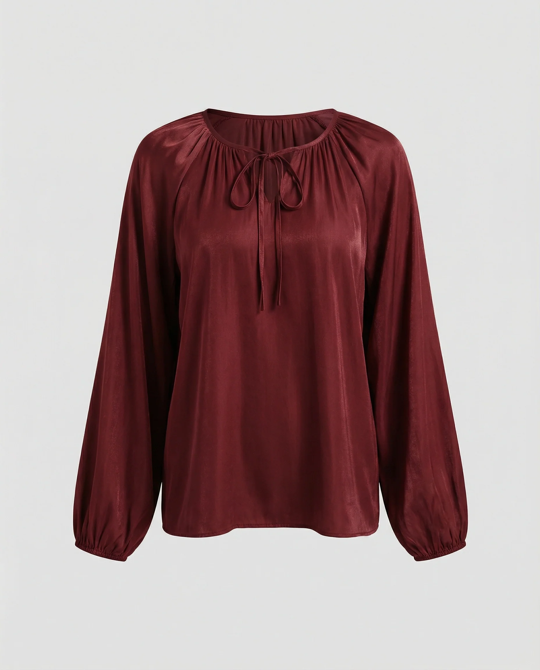 Damen Bluse Satin Ballonärmel - Image 5