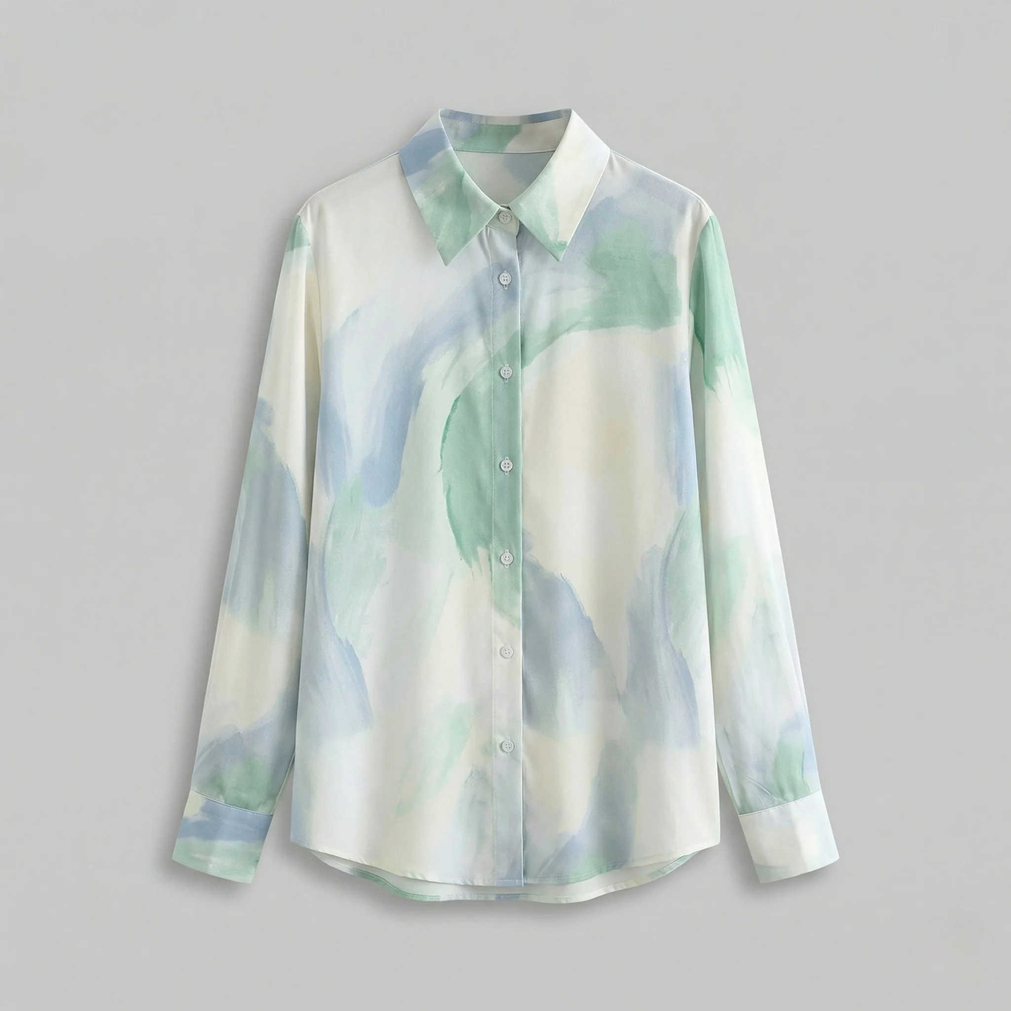 Damen Hemdbluse Seidenoptik Print - Image 5