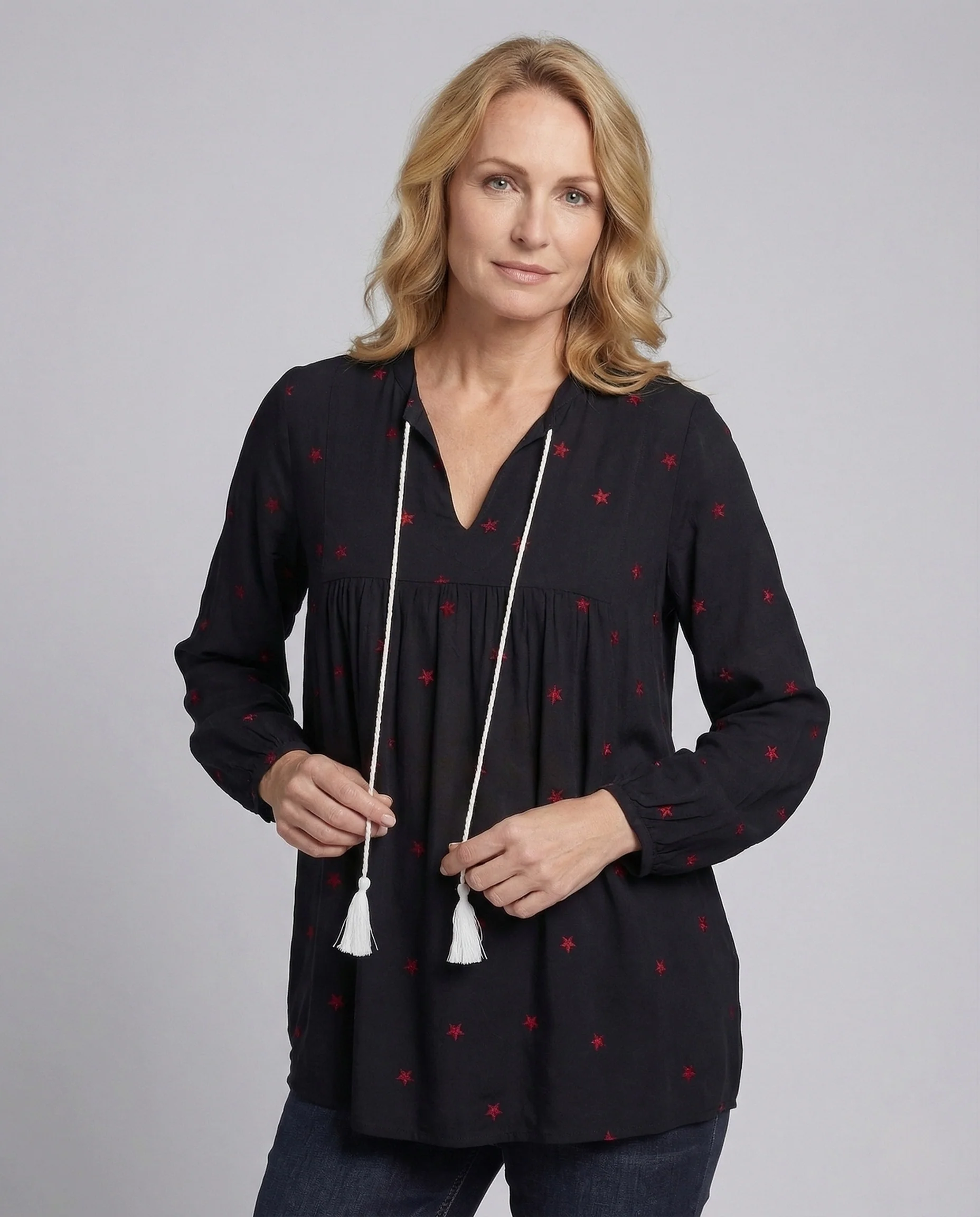Damen Tunika Damen V-Ausschnitt Boho - Image 2