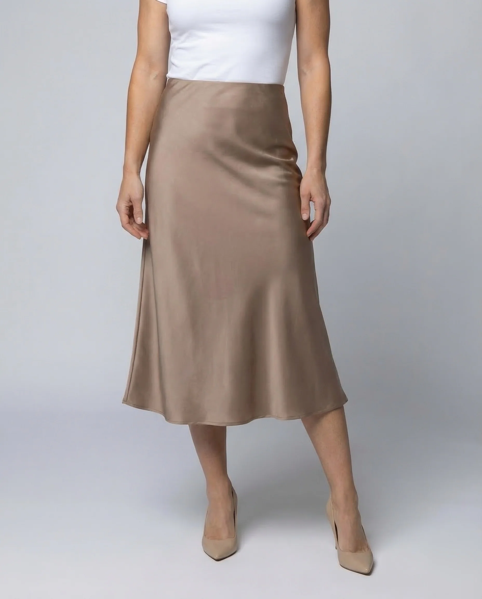 Damen Satin Midirock Schrägschnitt - Image 2