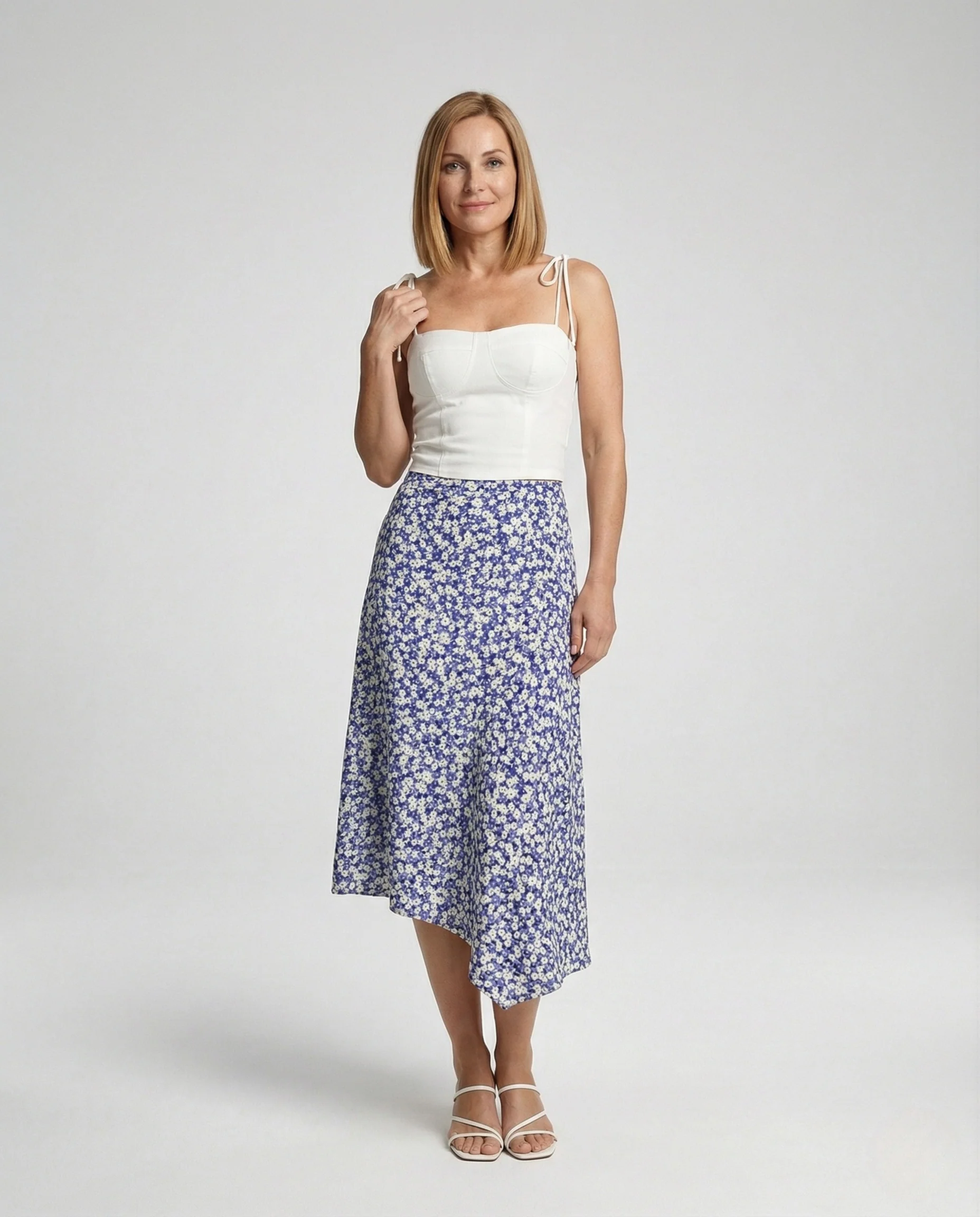 Midirock Damen Asymmetrisch Floral - Image 2