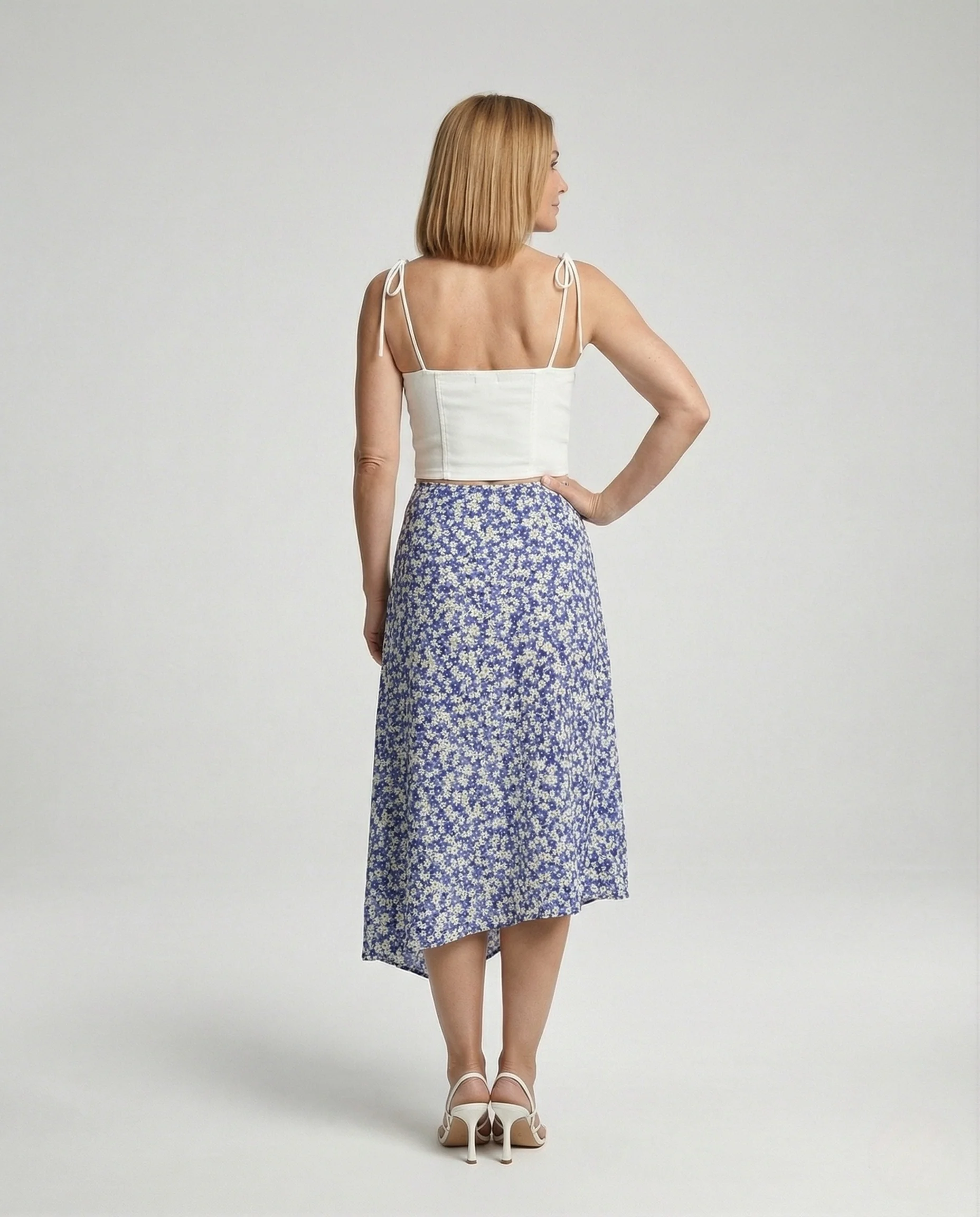 Midirock Damen Asymmetrisch Floral - Image 3