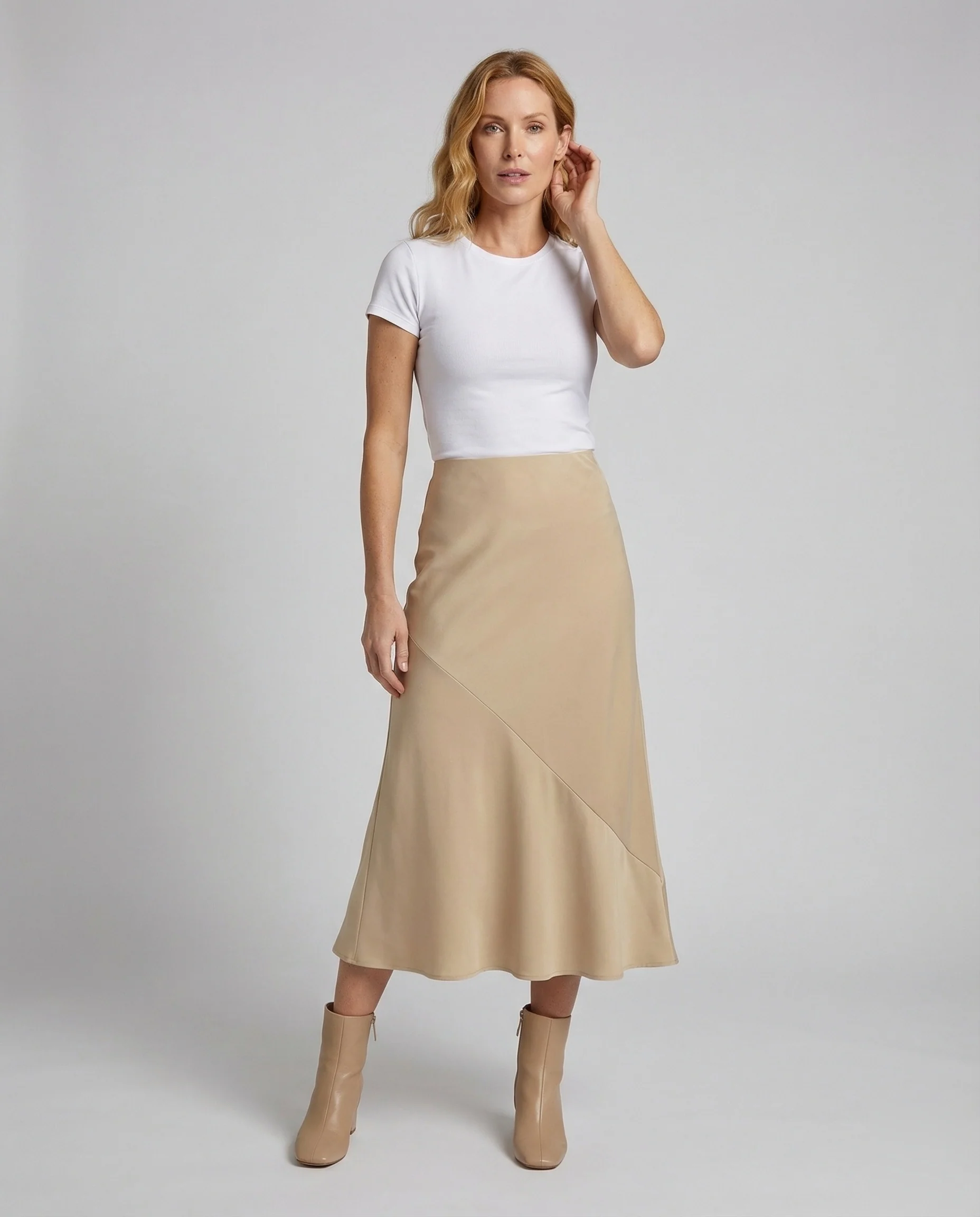 Damen Satin Maxirock A Linie