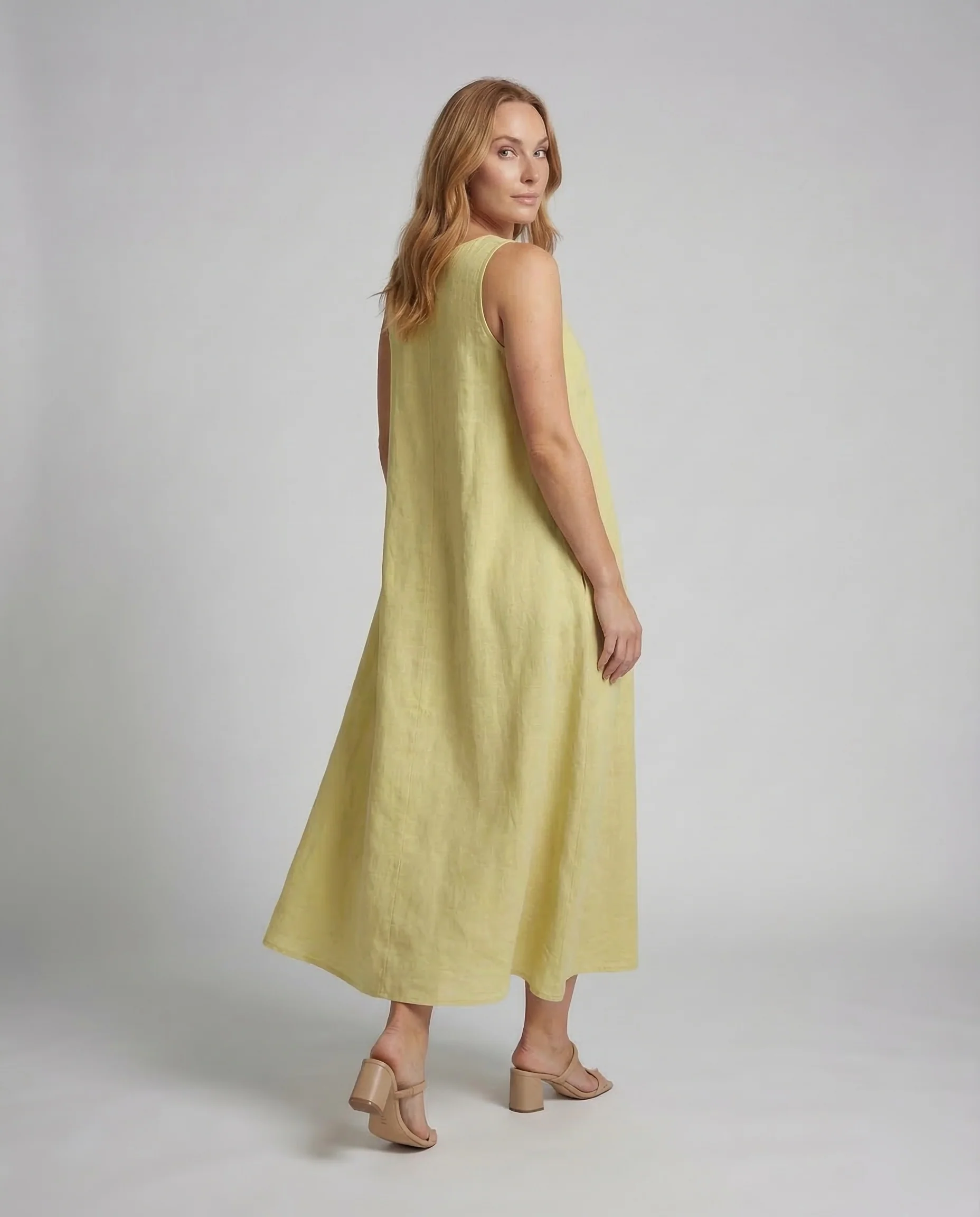 Damen Leinen Kleid A Linie - Image 4
