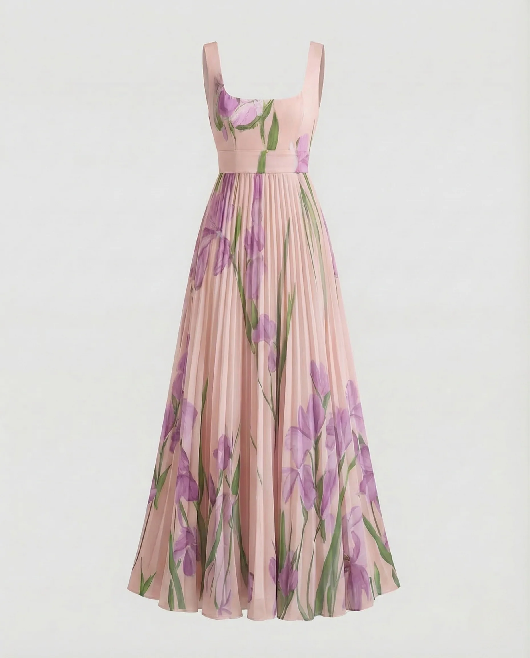 Damen Abendkleid Eckiger Ausschnitt Faltenrock - Image 6