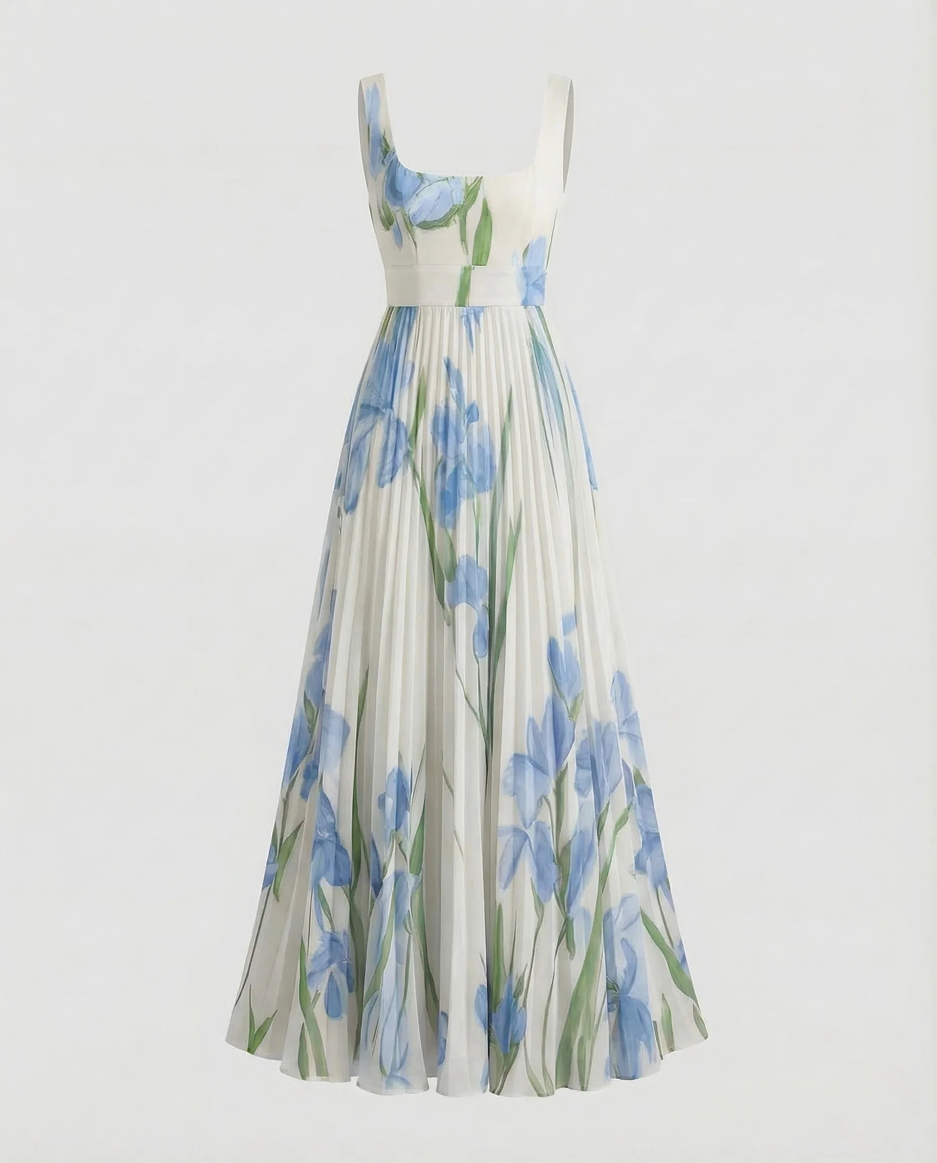 Damen Abendkleid Eckiger Ausschnitt Faltenrock - Image 7