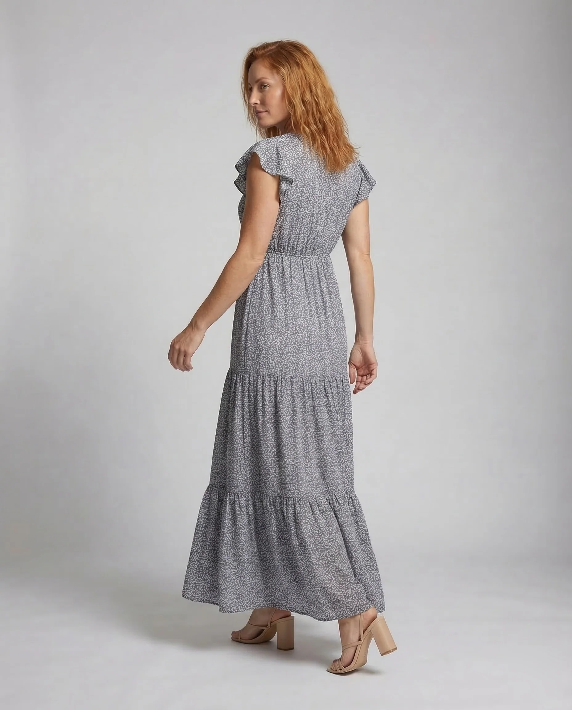 Damen Boho Maxikleid Volant - Image 4