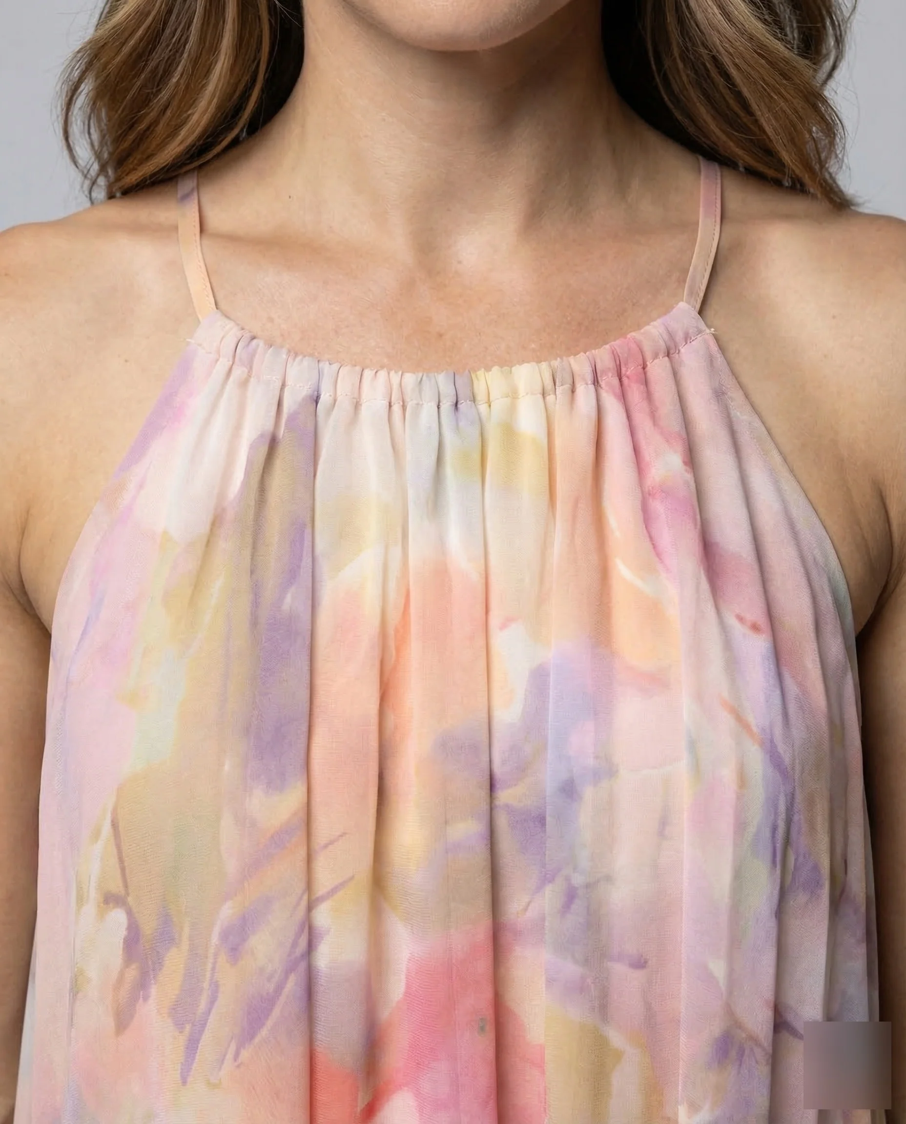 Damen Chiffon Maxikleid Spaghettiträger - Image 3