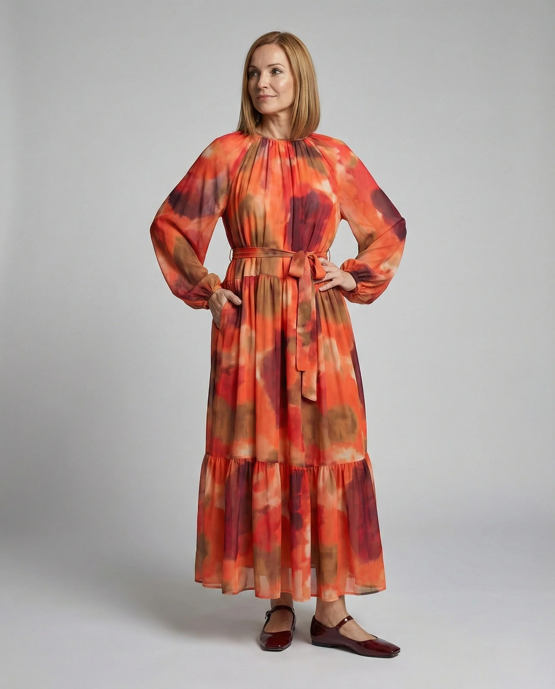 Maxikleid Sommer Damen Chiffon Stufen