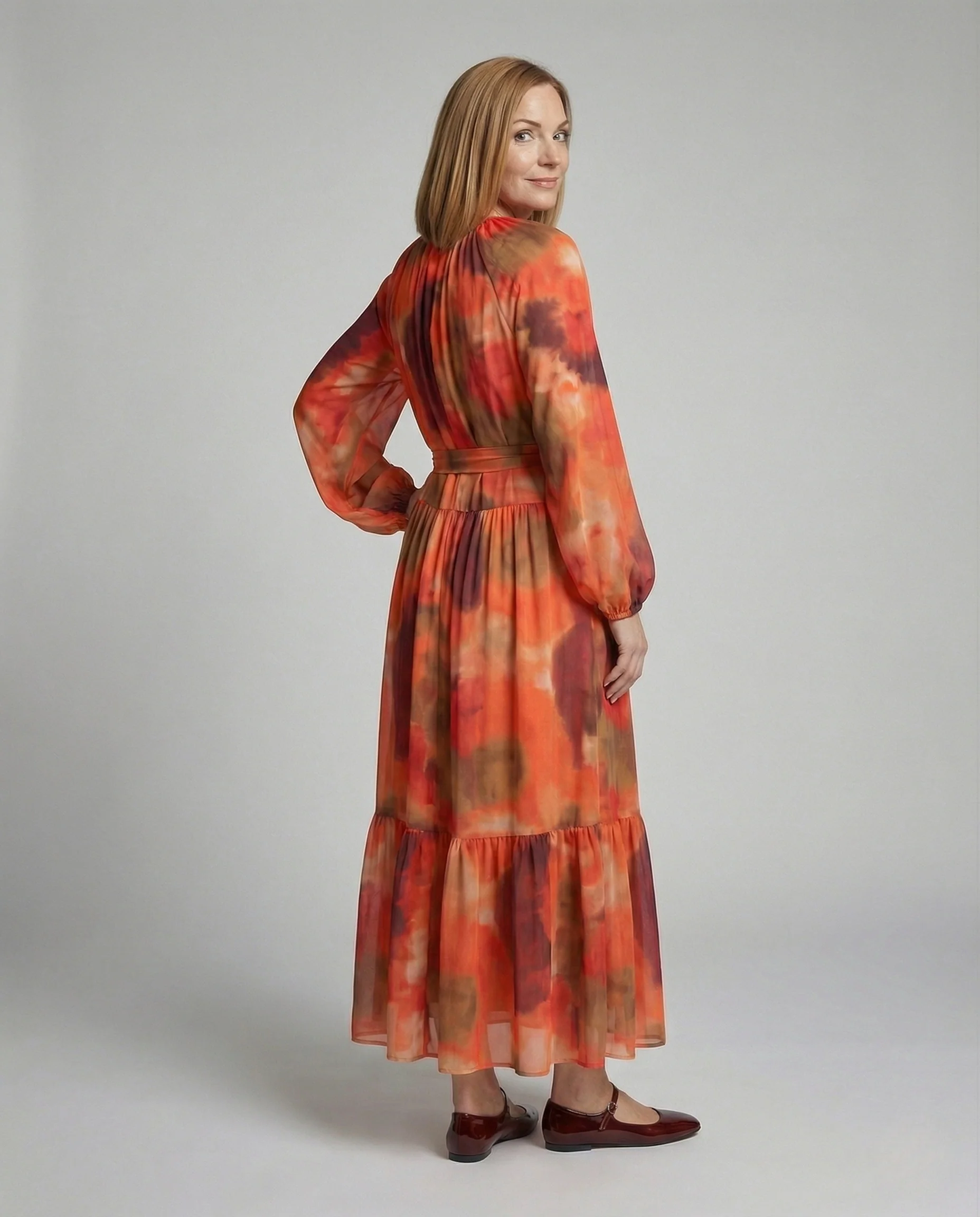 Maxikleid Sommer Damen Chiffon Stufen - Image 2