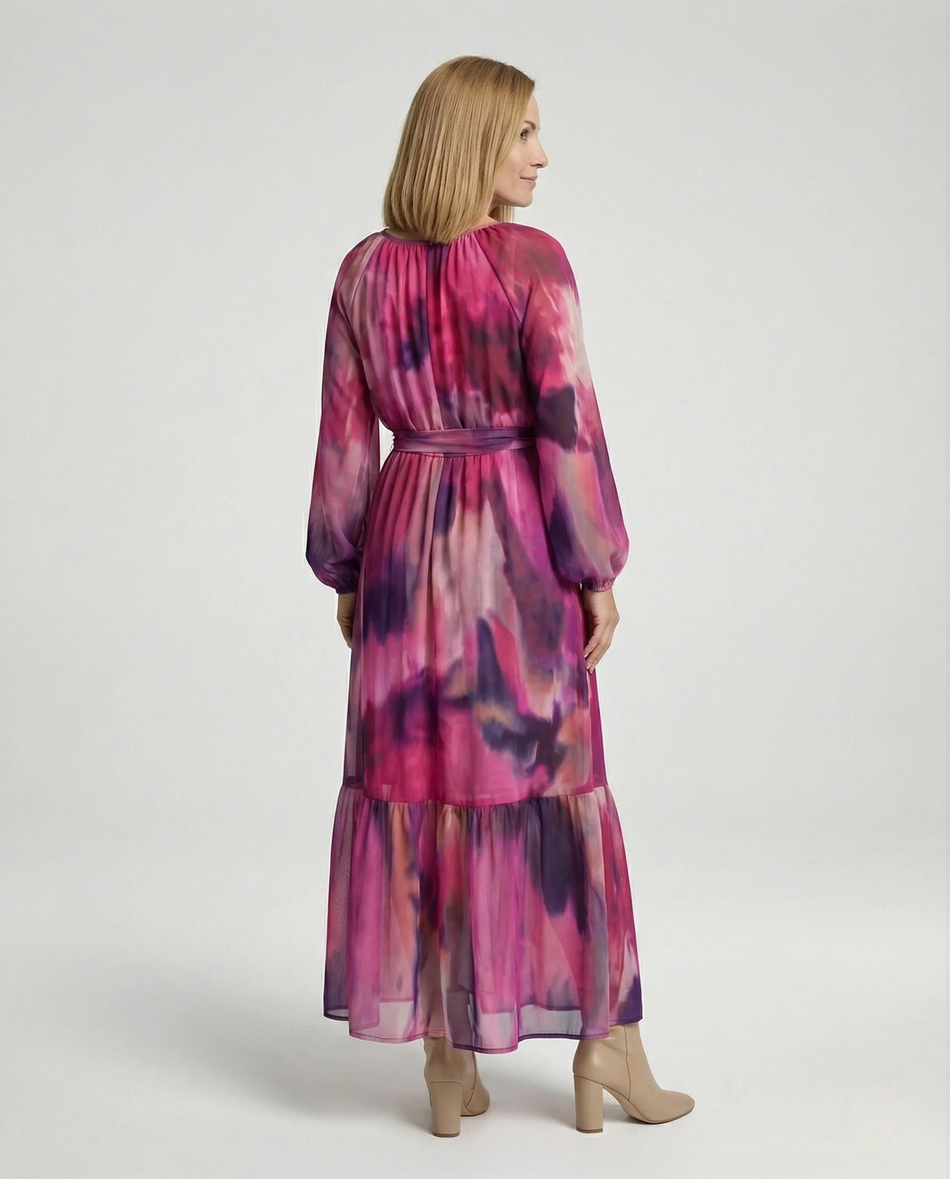 Maxikleid Sommer Damen Chiffon Ballonärmel - Image 4