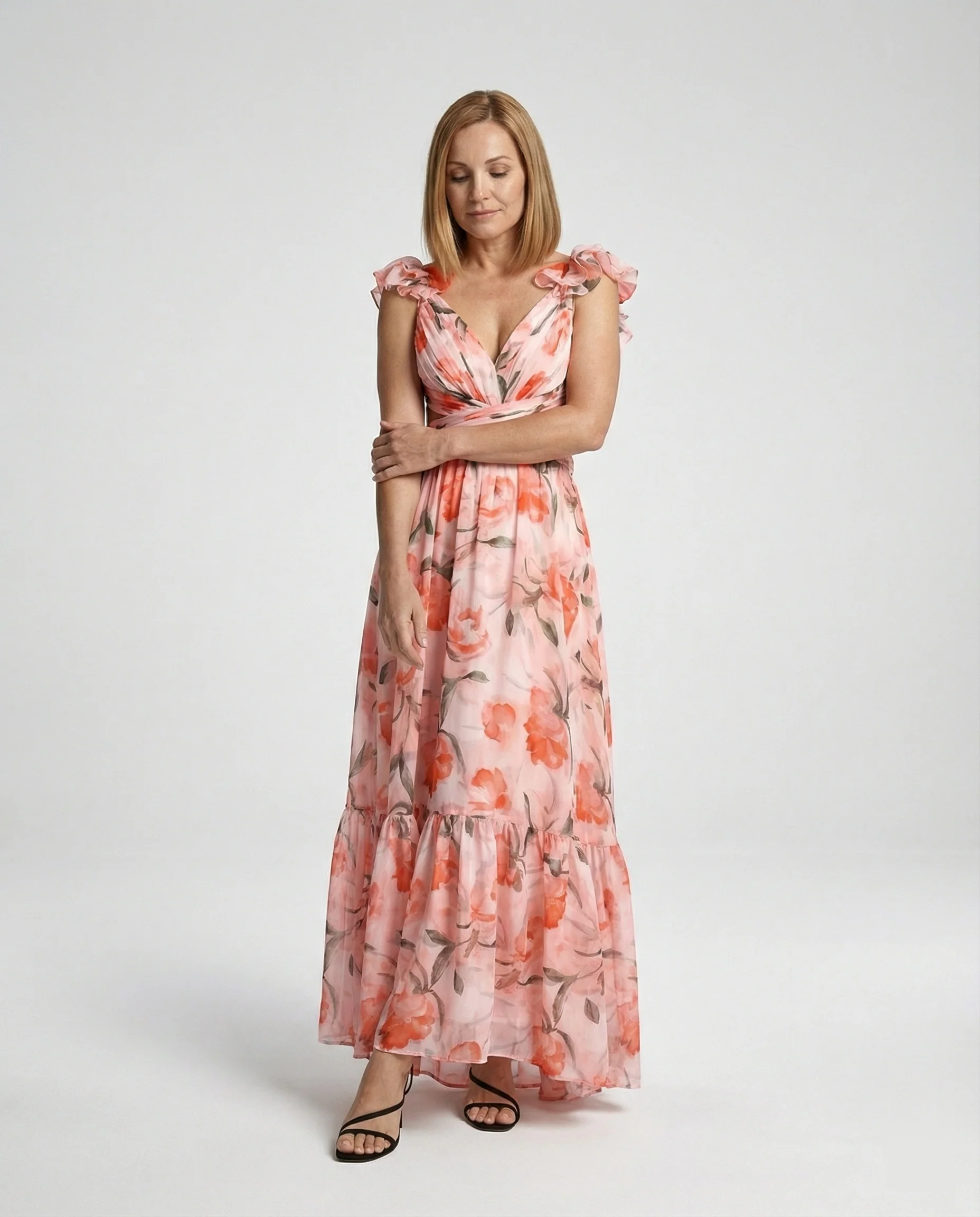 Damen Maxikleid Chiffon V-Ausschnitt - Image 10