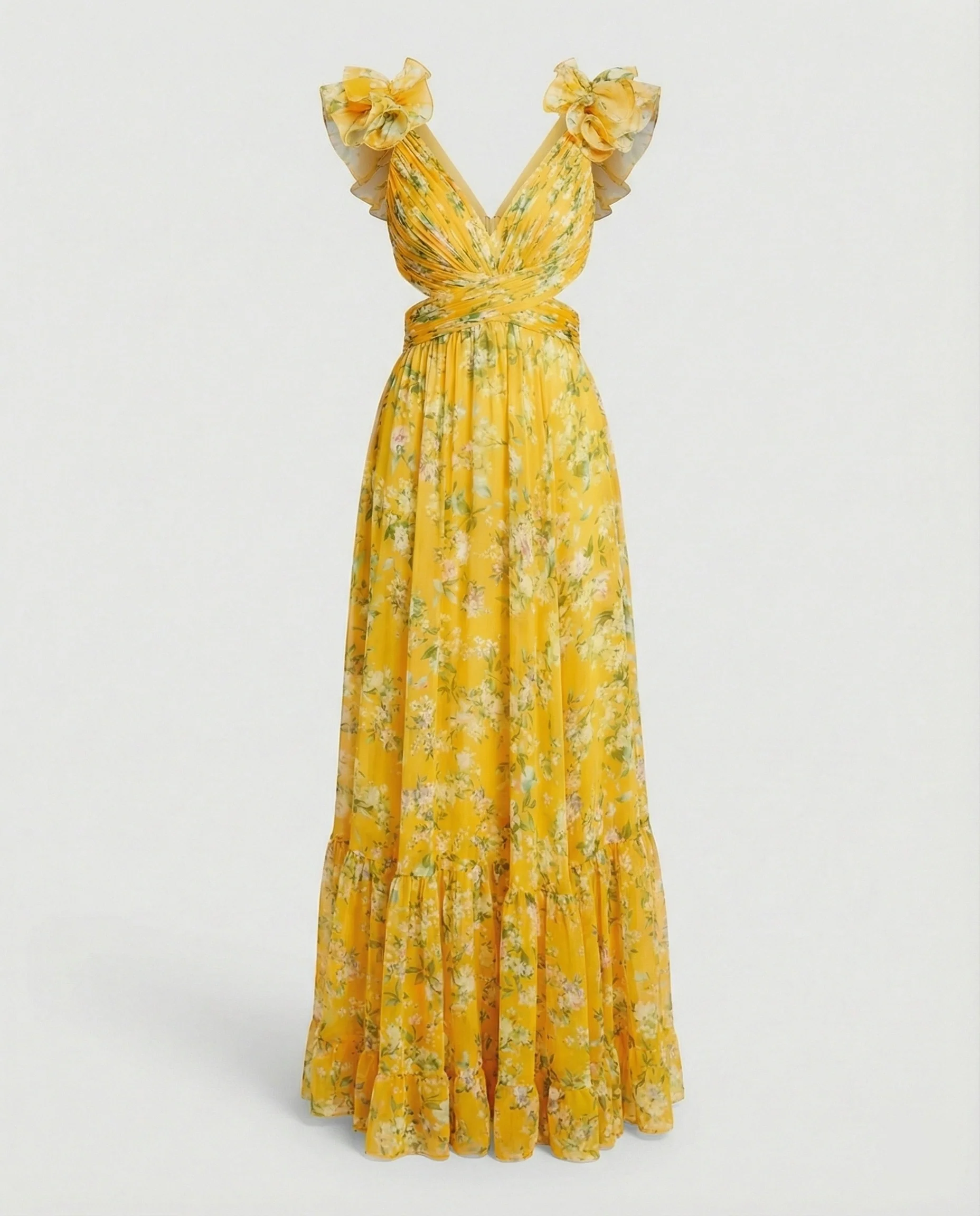 Damen Maxikleid Chiffon V-Ausschnitt - Image 7