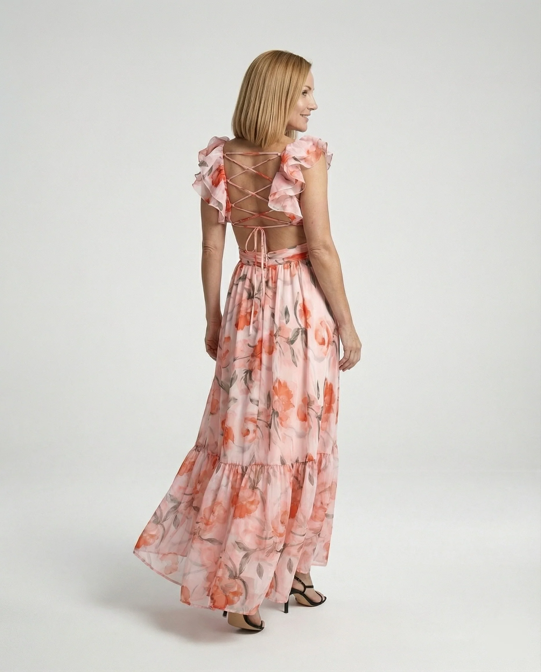 Damen Maxikleid Chiffon V-Ausschnitt - Image 8