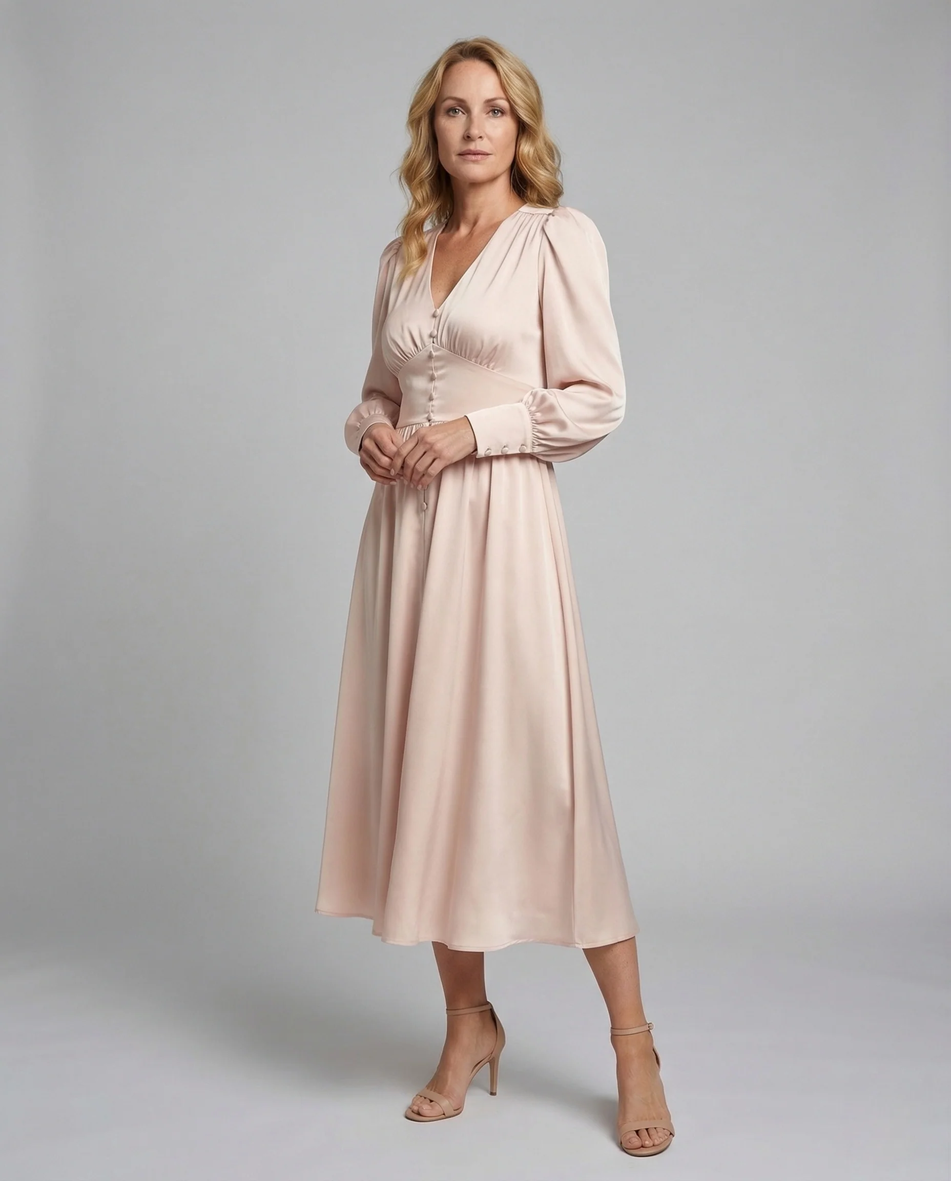 Damen Chiffon-Midikleid mit doppellagigem Rock