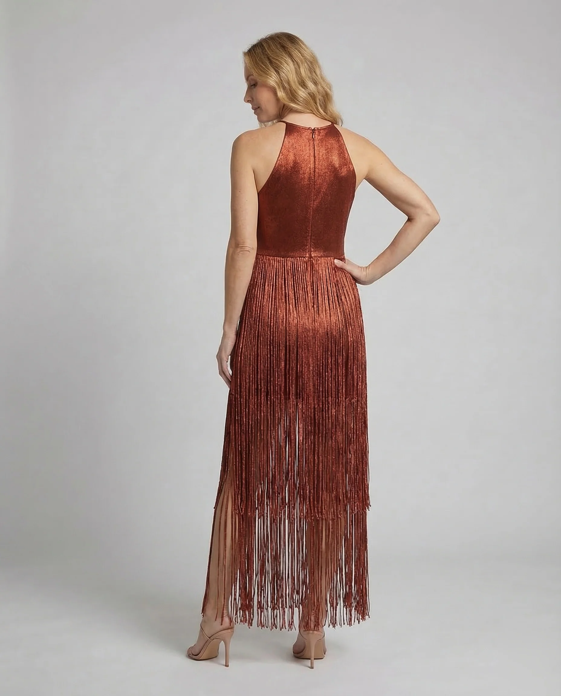 Fransen Abendkleid Damen mit Halterkragen - Image 4