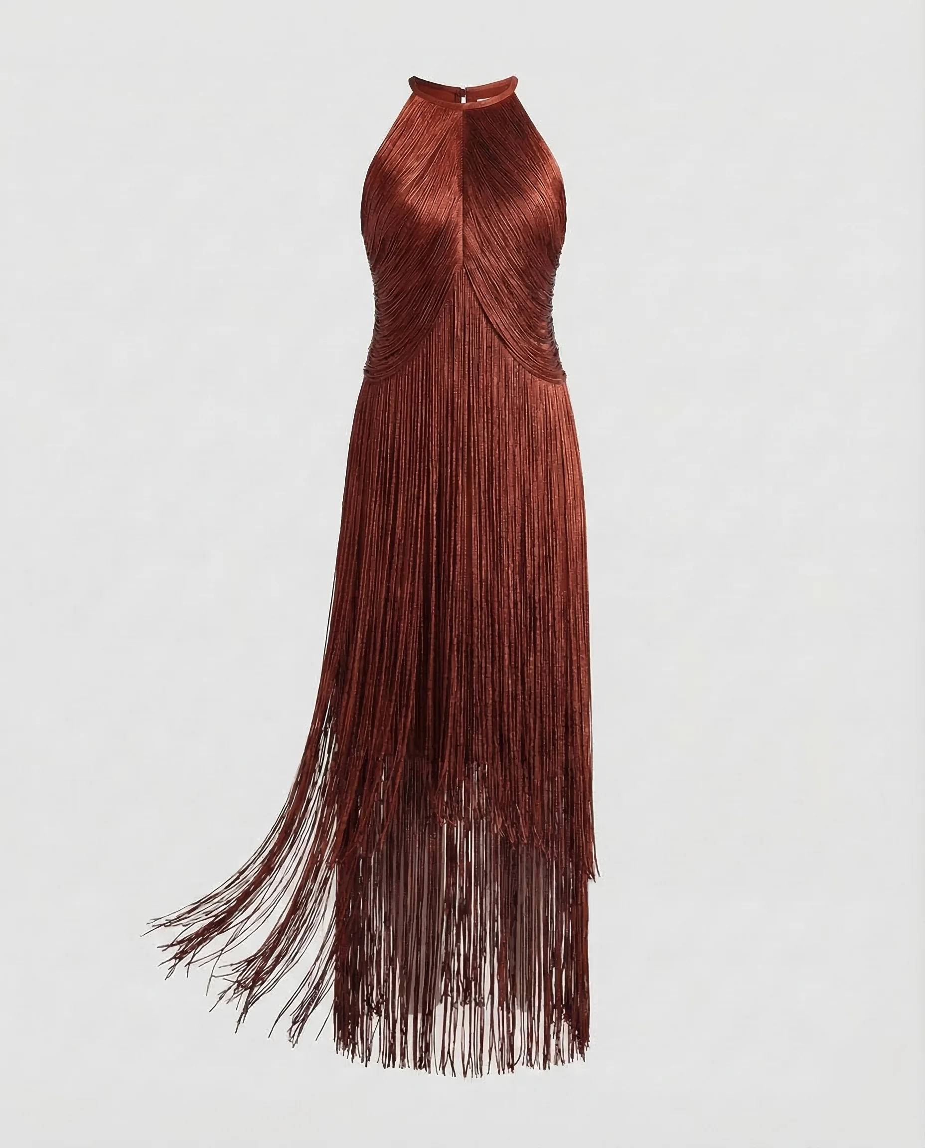 Fransen Abendkleid Damen mit Halterkragen - Image 8