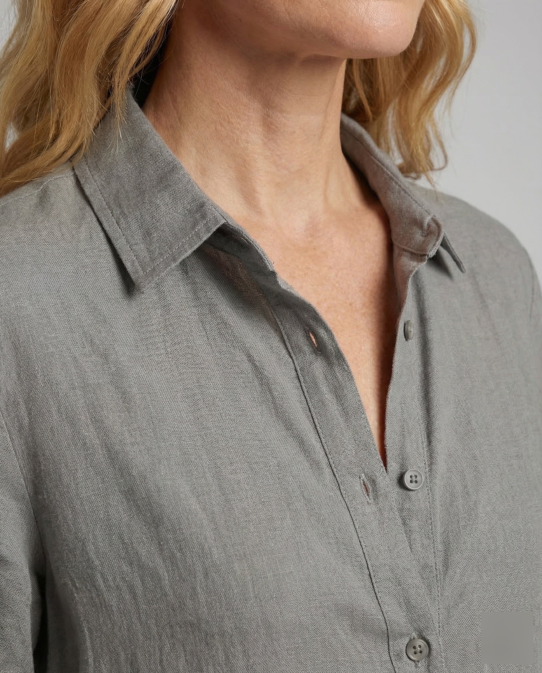 Leinen Maxikleid Damen mit Knopfleiste - Image 3