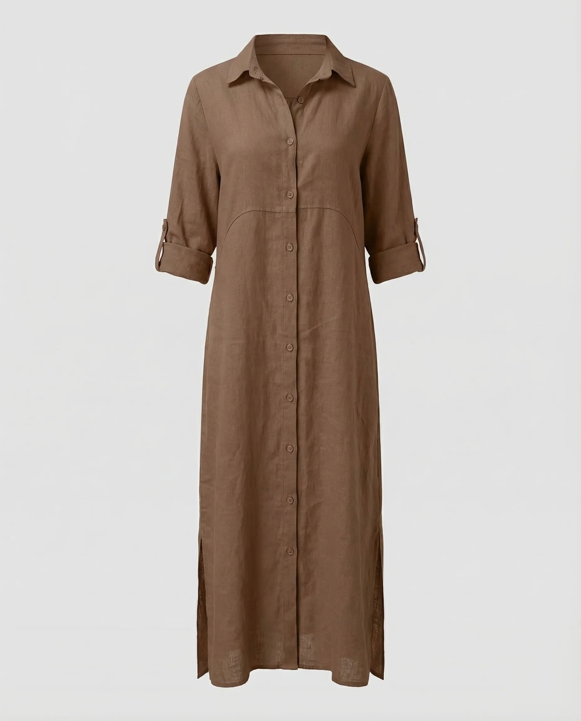 Leinen Maxikleid Damen mit Knopfleiste - Image 5