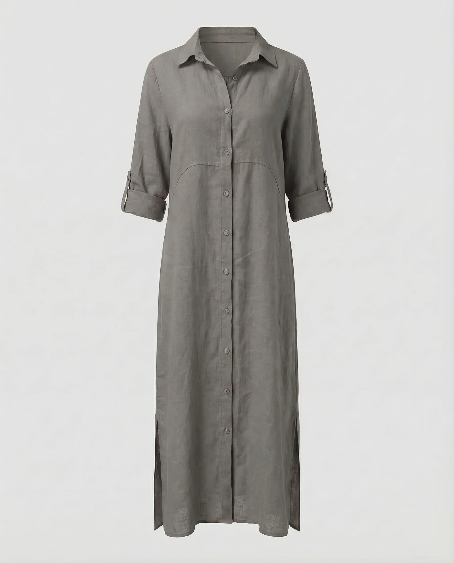 Leinen Maxikleid Damen mit Knopfleiste - Image 6