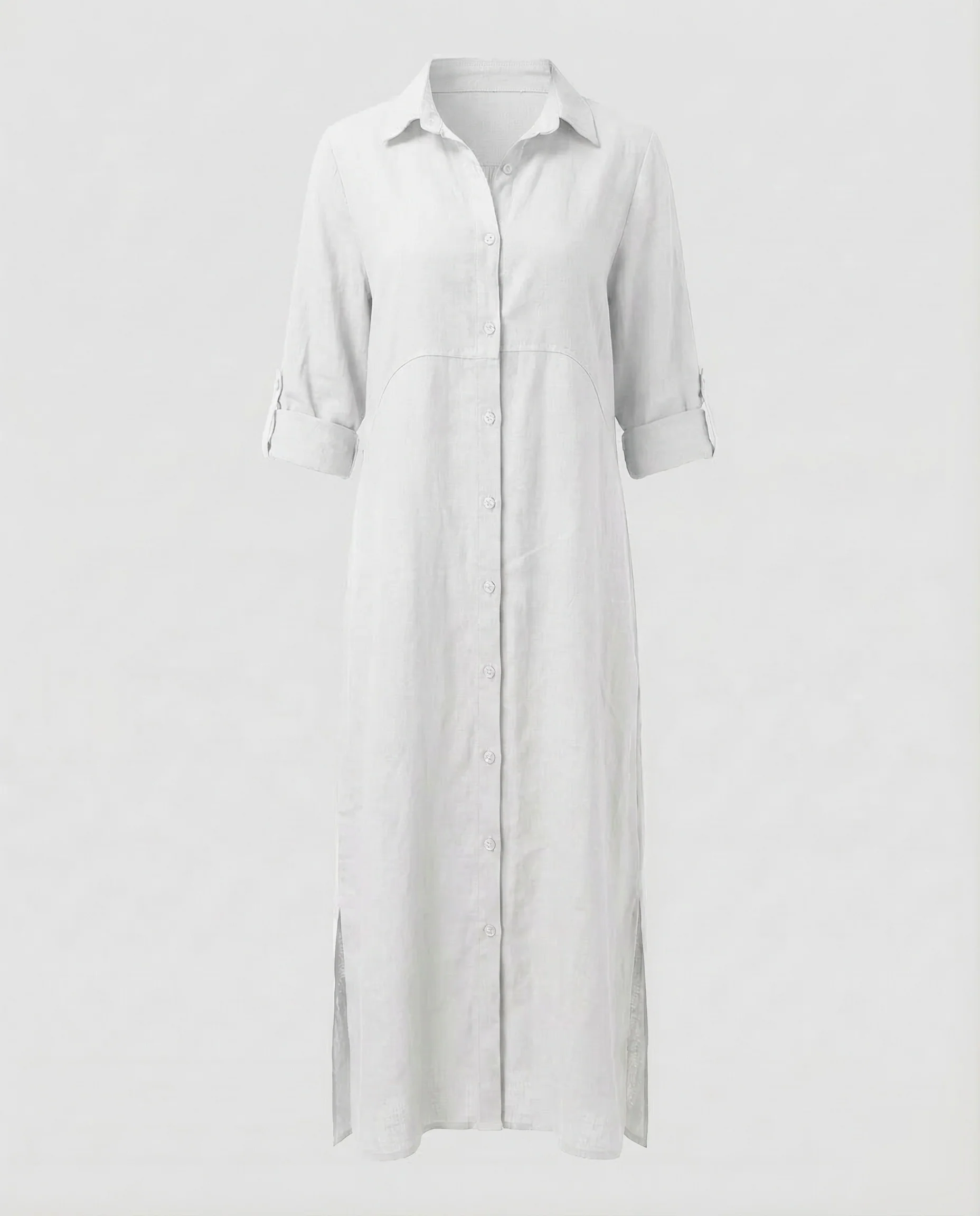 Leinen Maxikleid Damen mit Knopfleiste - Image 7
