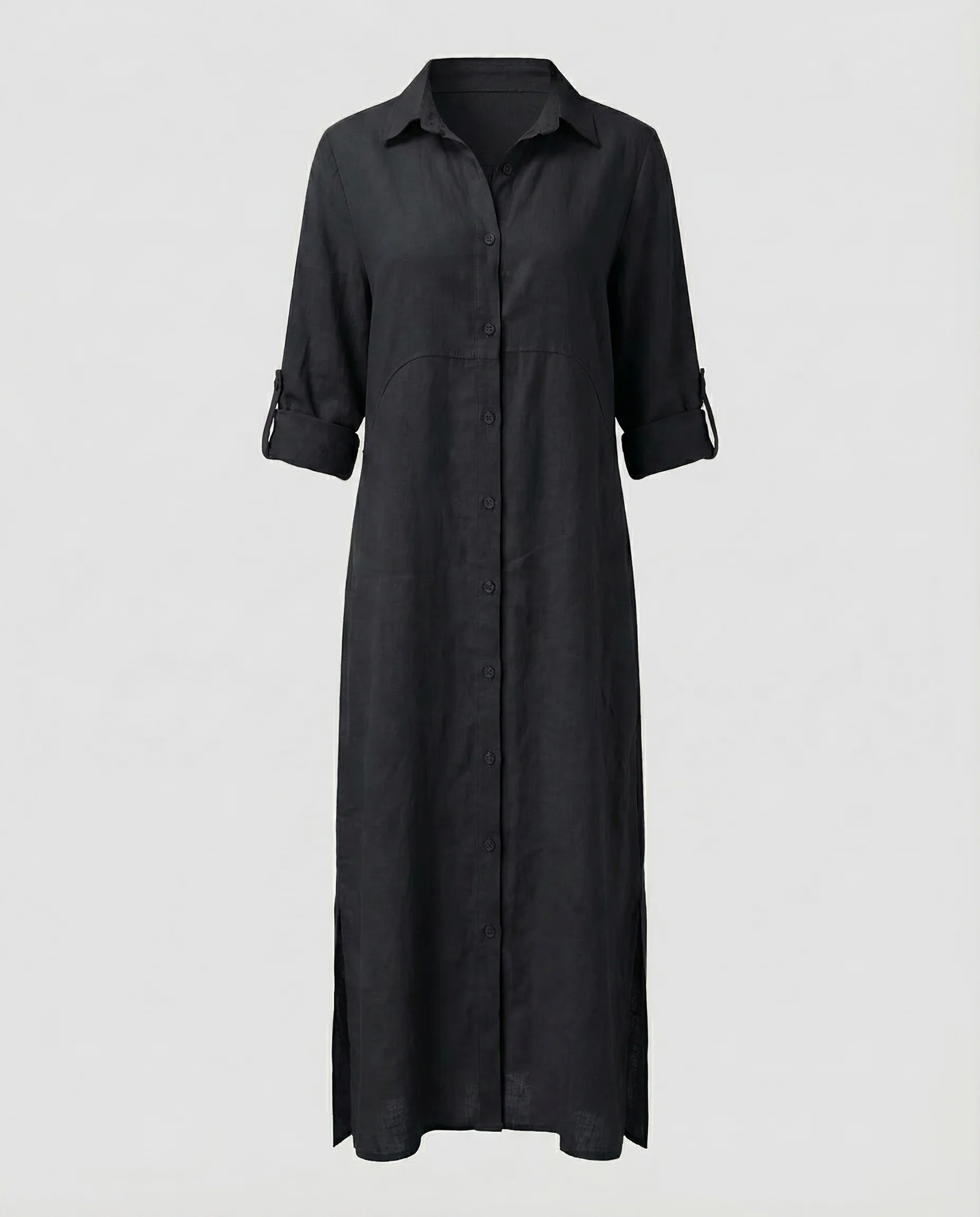 Leinen Maxikleid Damen mit Knopfleiste - Image 8