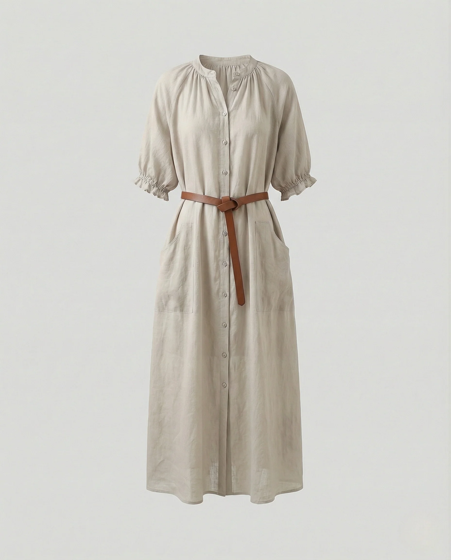 Damen Maxi Hemdkleid mit Bindegürtel - Image 6