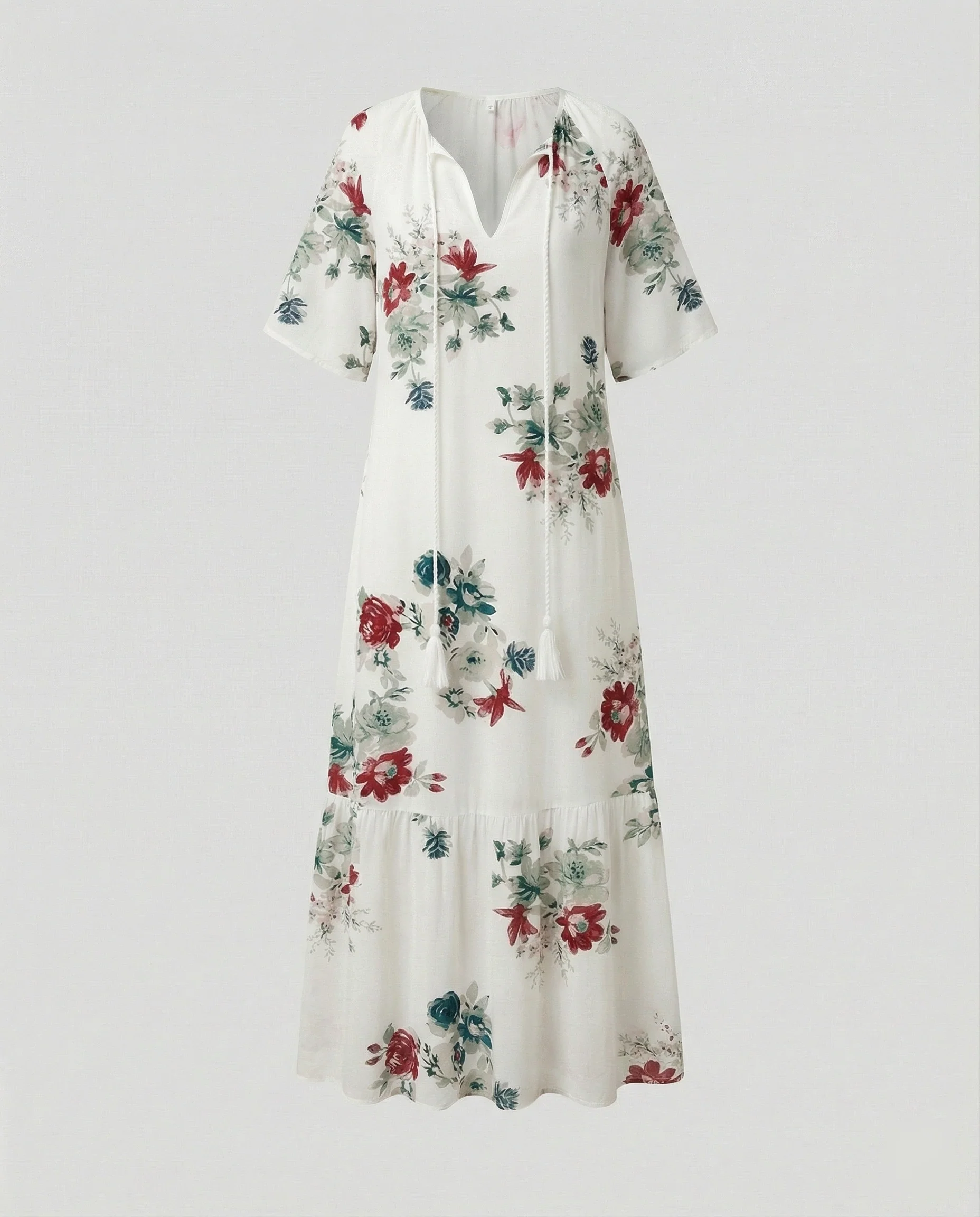 Boho Maxikleid Damen Kordelzug - Image 5