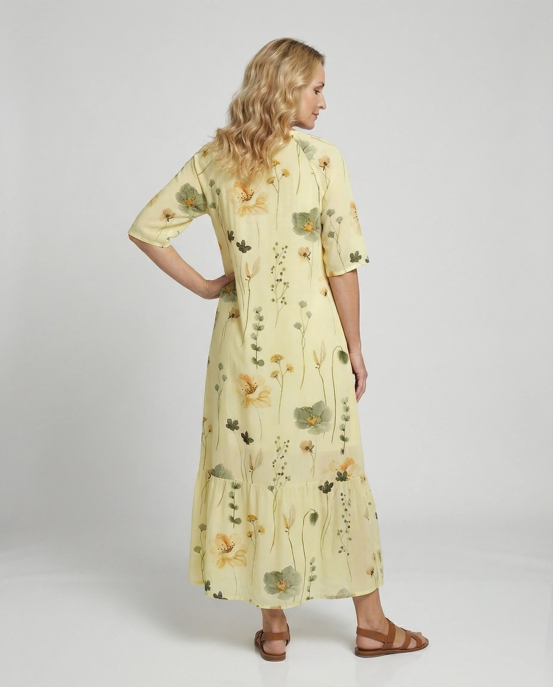 Boho Maxikleid Damen Kordelzug - Image 9