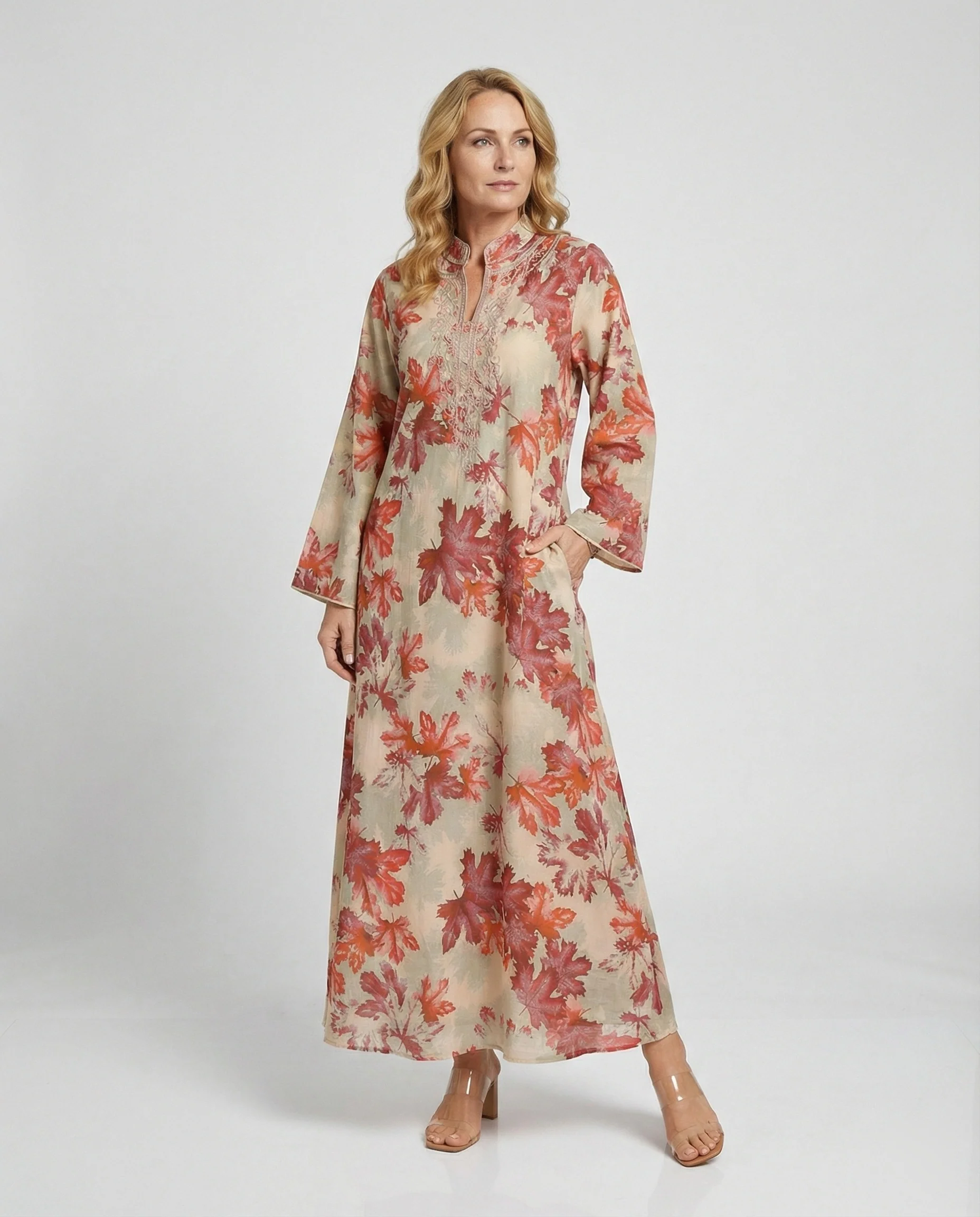 Maxikleid Damen Kimono Stil