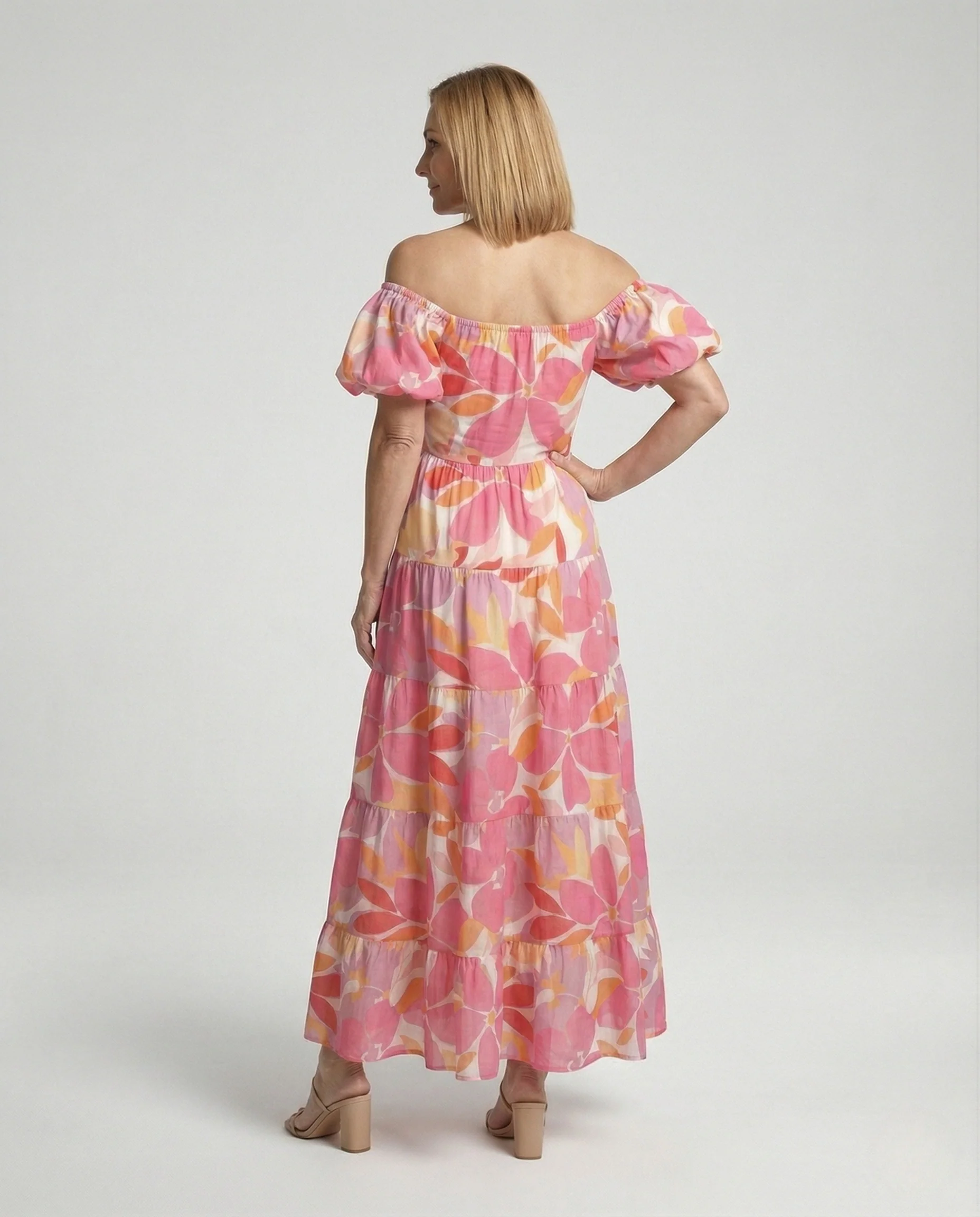 Carmen Maxikleid Mit Puffärmeln Damen - Image 4