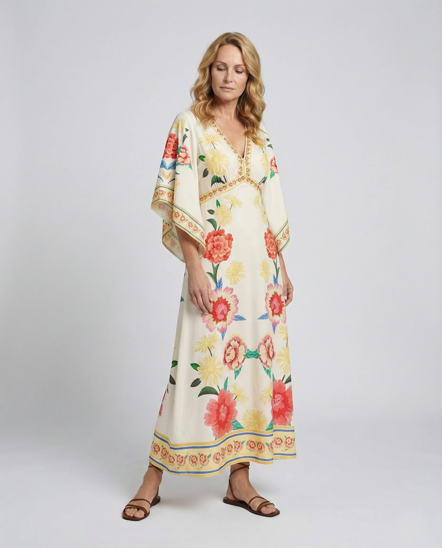 Maxikleid Mit Bordürenprint Damen