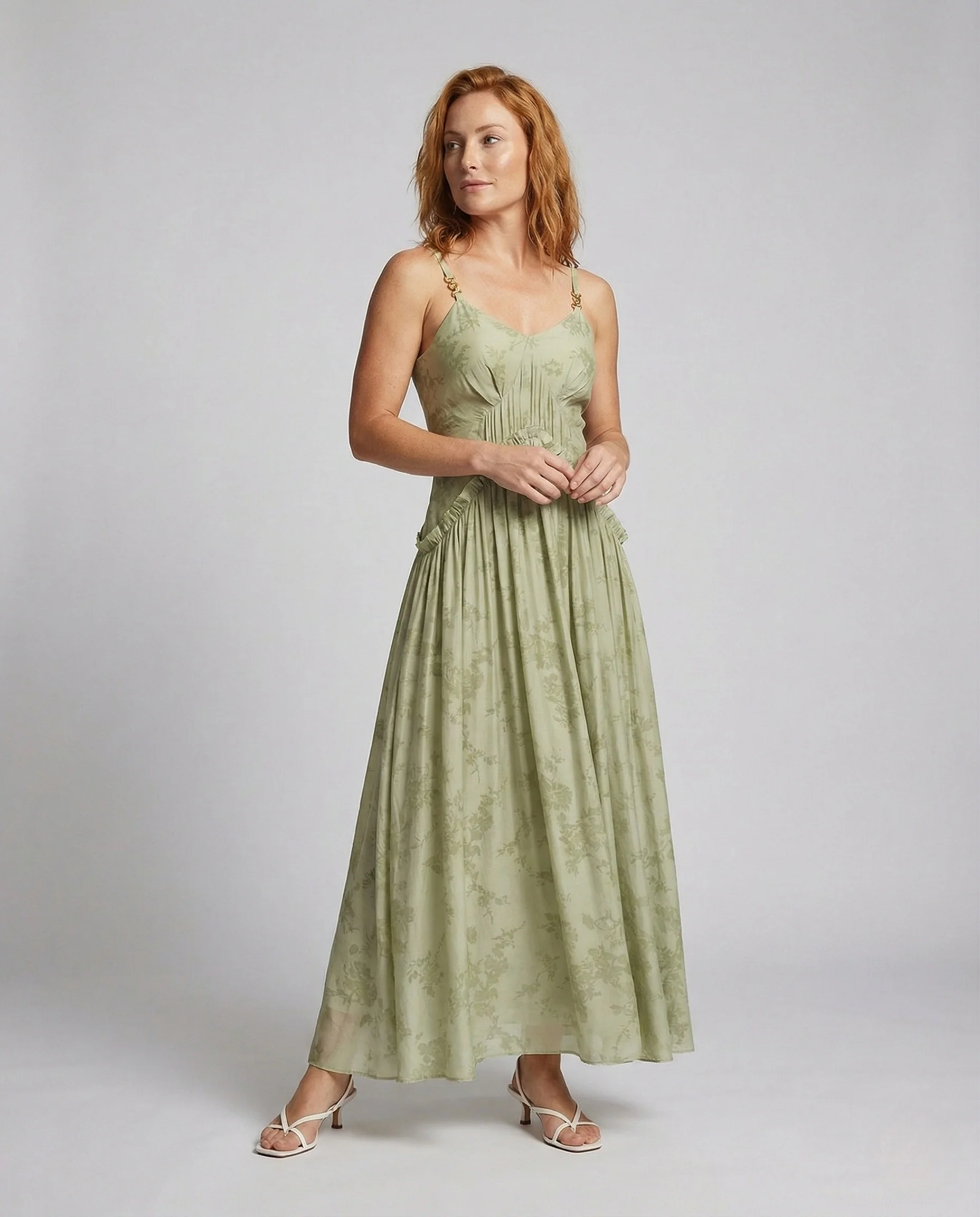 Damen Jacquard Maxikleid mit Bustier