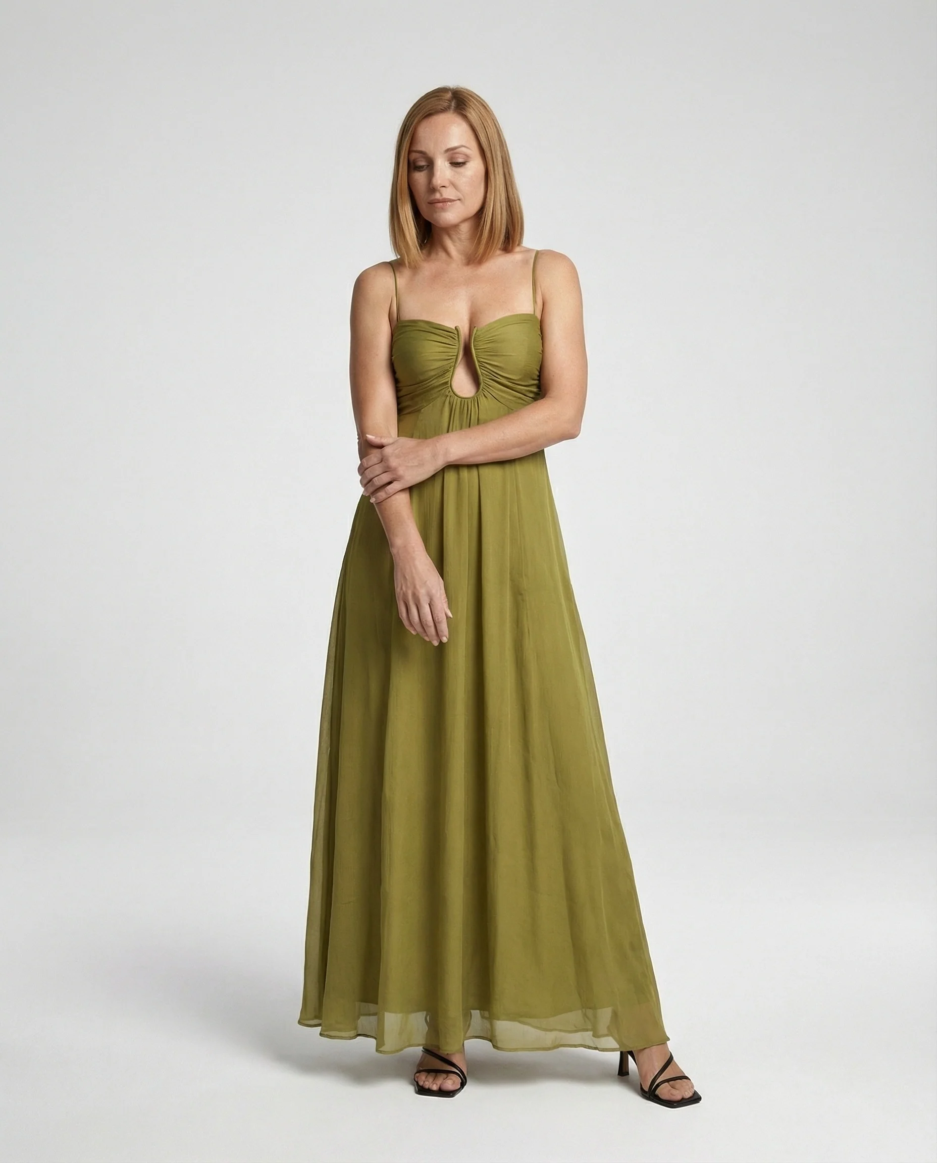 Damen Maxikleid mit Bustier gerafft