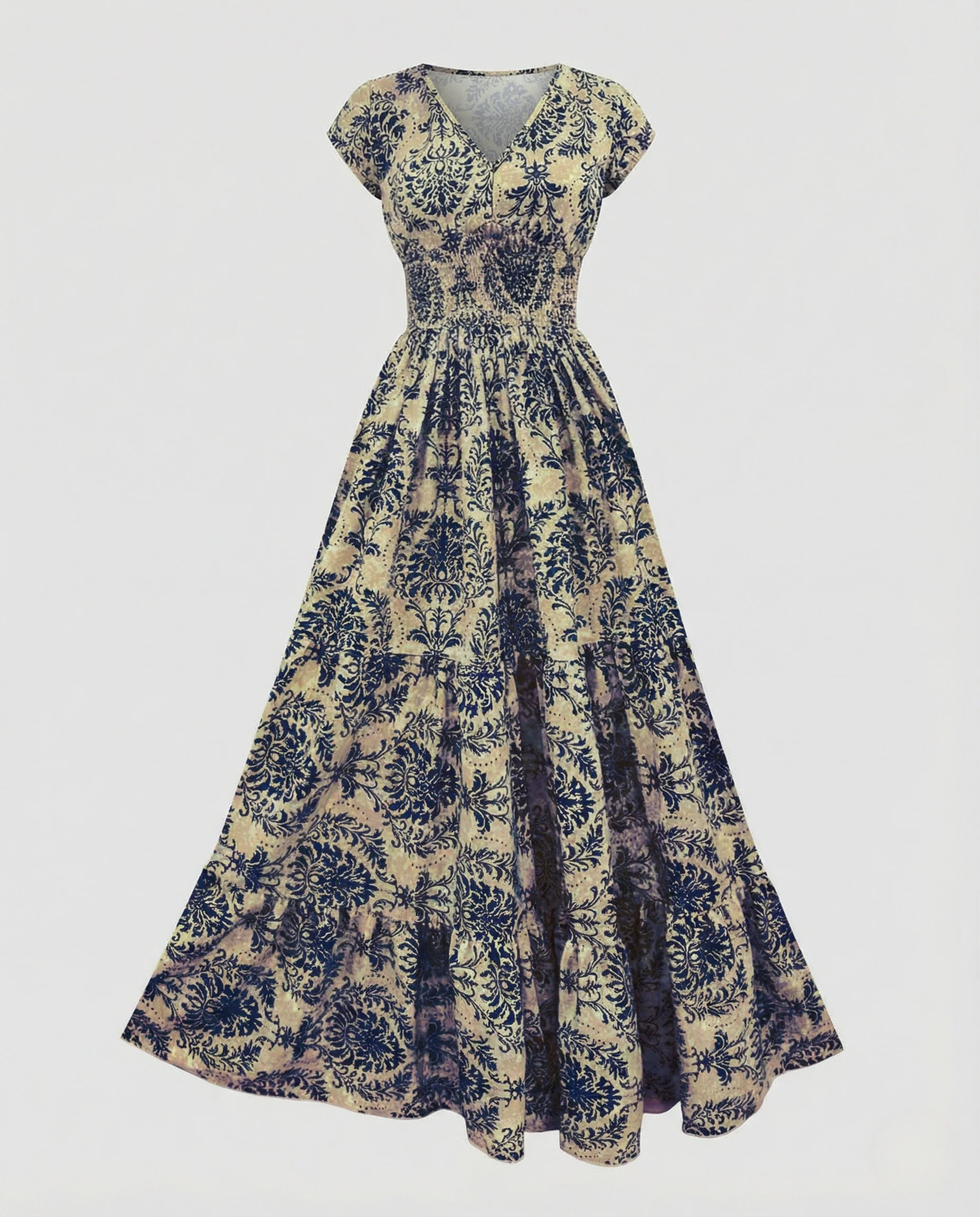 Damen Maxikleid Sommer mit Smock - Image 5