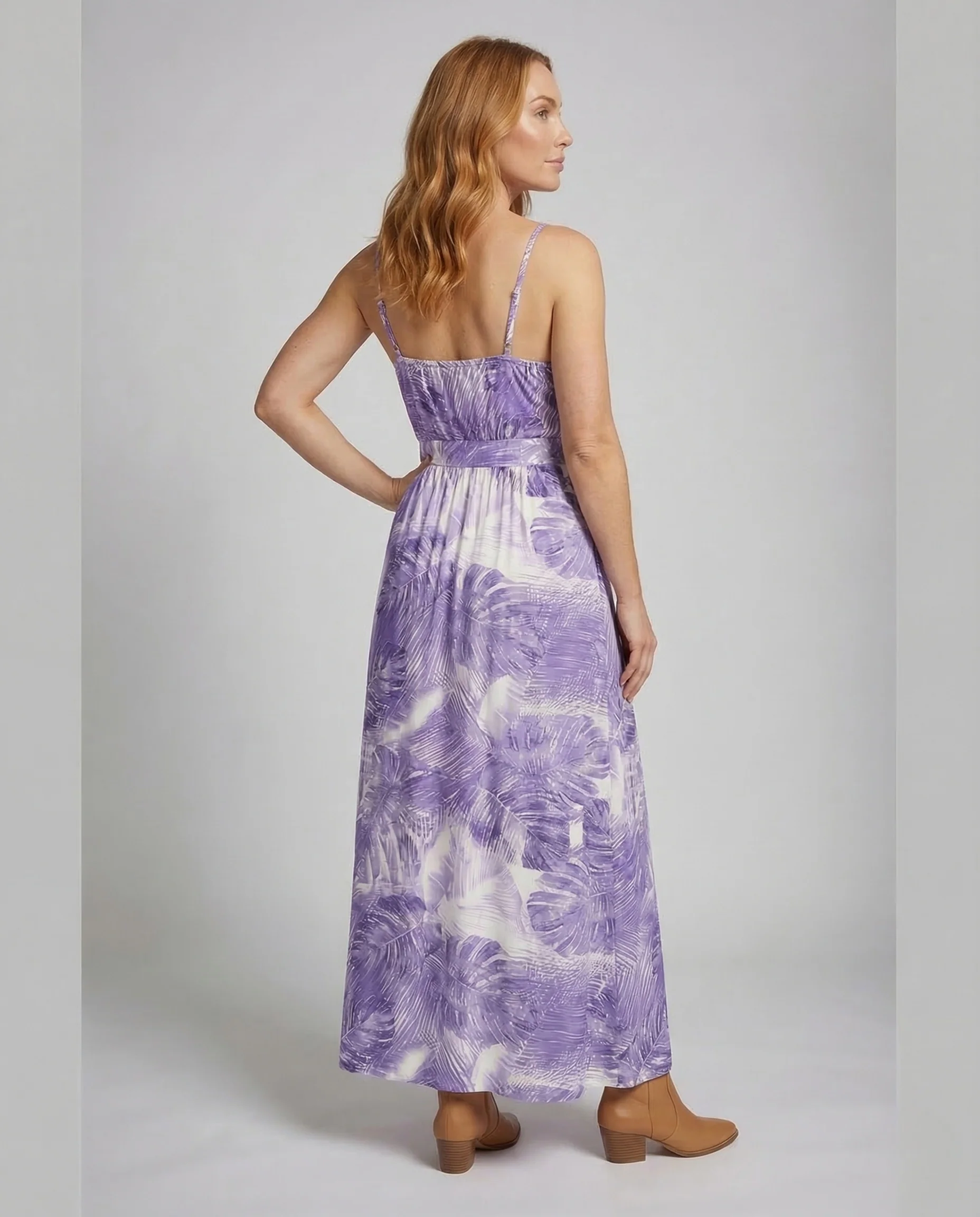 Damen Maxikleid Spaghettiträger Wickeloberteil Empire - Image 4