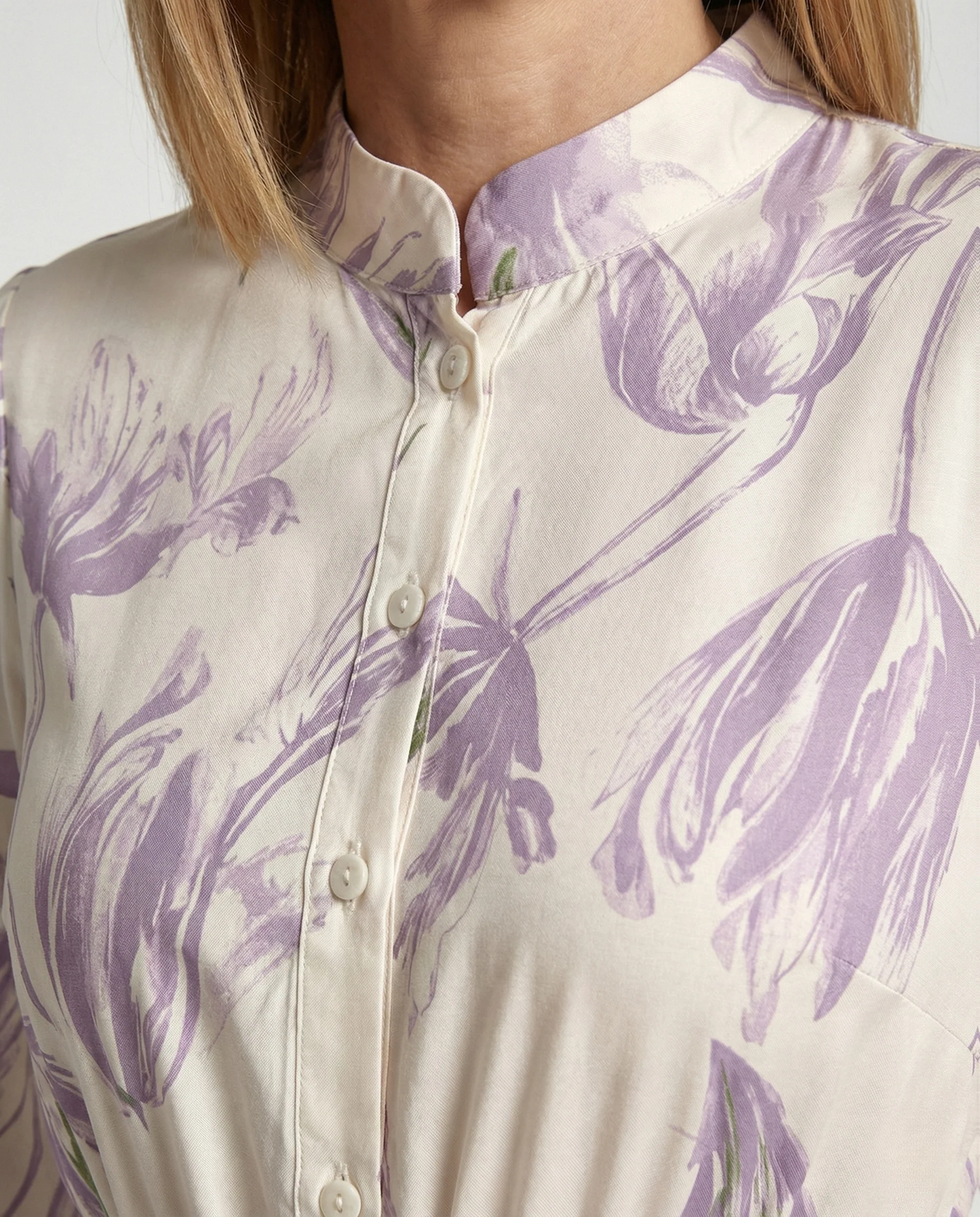 Damen Maxikleid mit Stehkragen und Ballonärmeln - Image 3