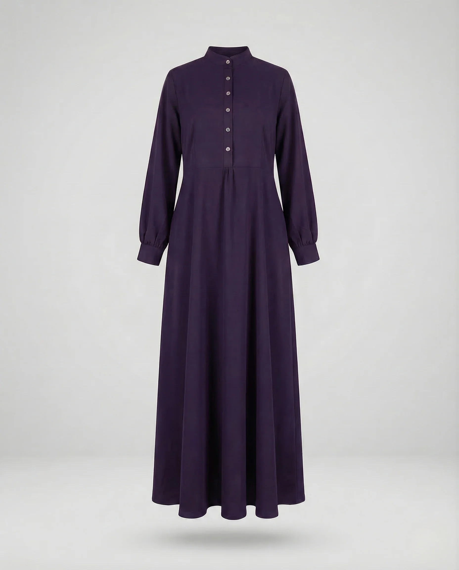 Damen Maxikleid Stehkragen Knopfleiste - Image 7