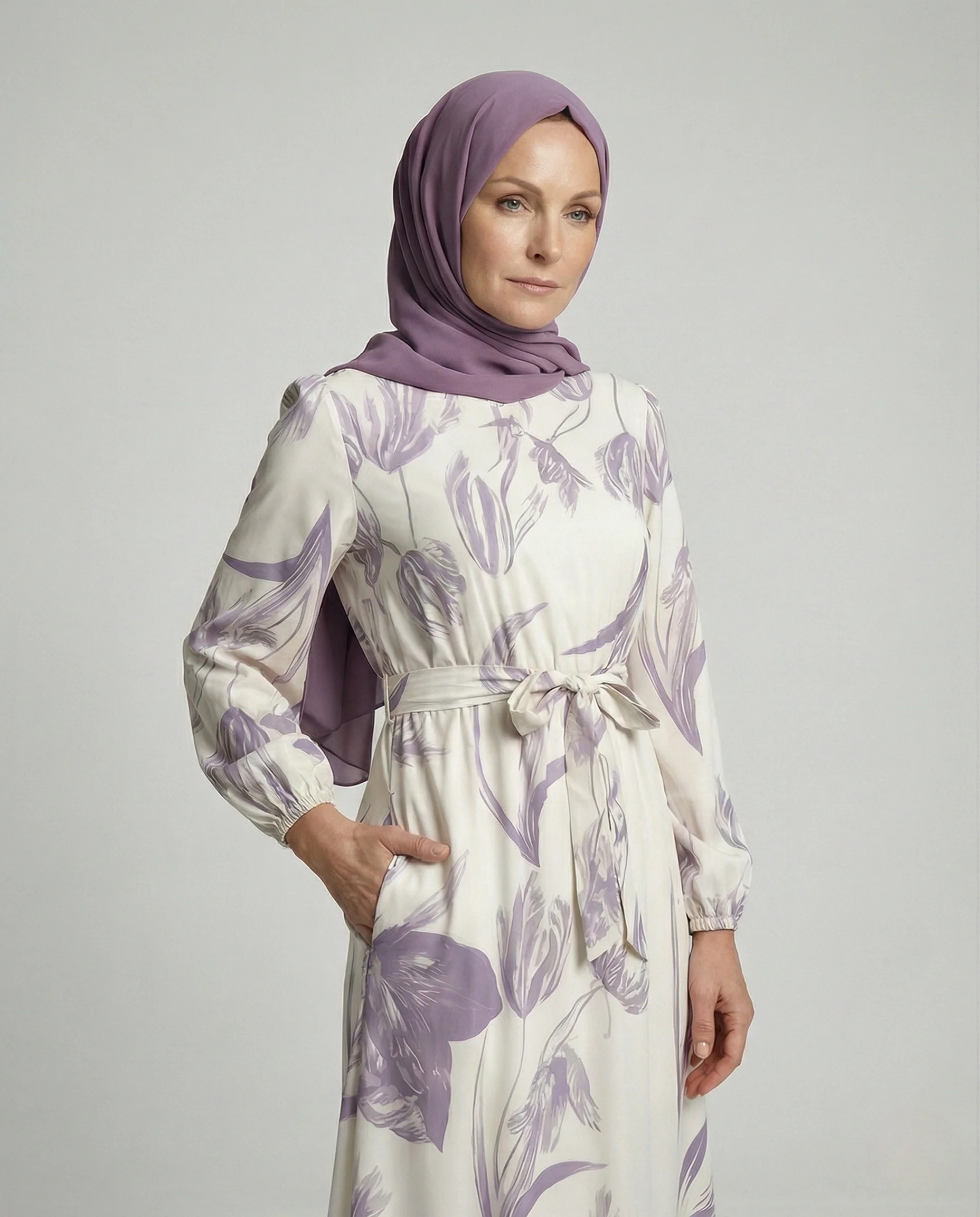 Damen Maxikleid mit Taillengürtel und Stufenrock - Image 3
