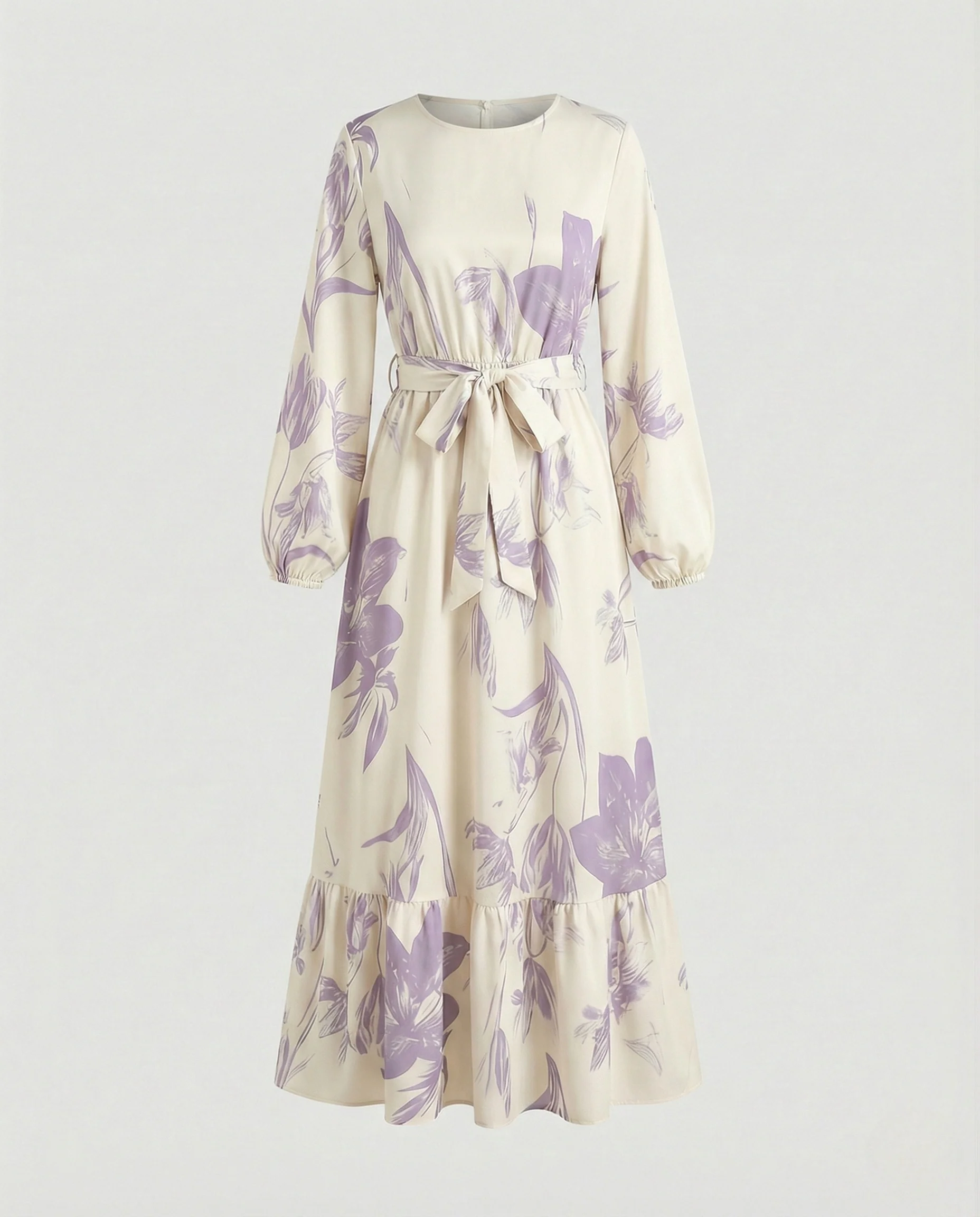 Damen Maxikleid mit Taillengürtel und Stufenrock - Image 5