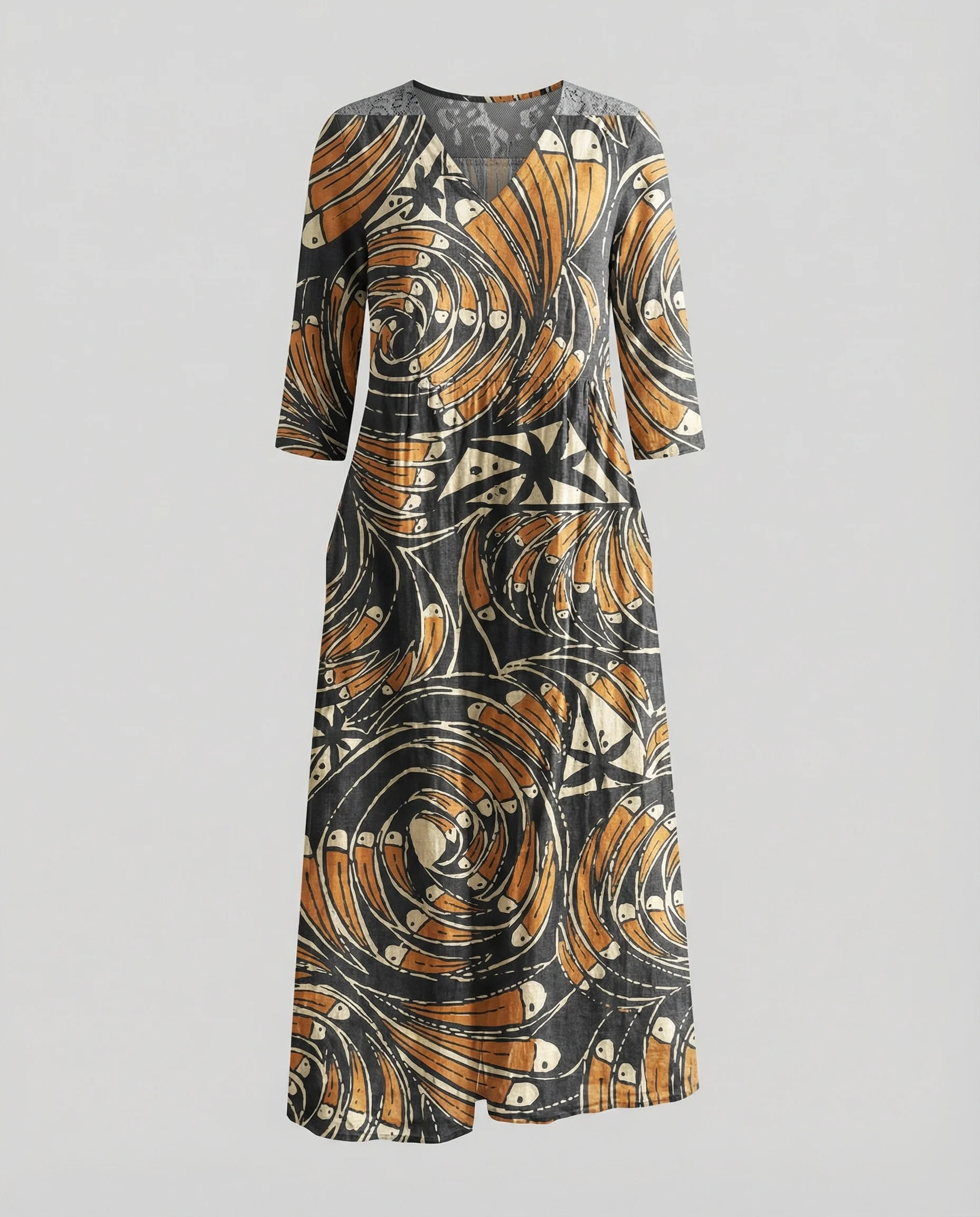 A-Linie Maxikleid Damen Mit Taschen - Image 3