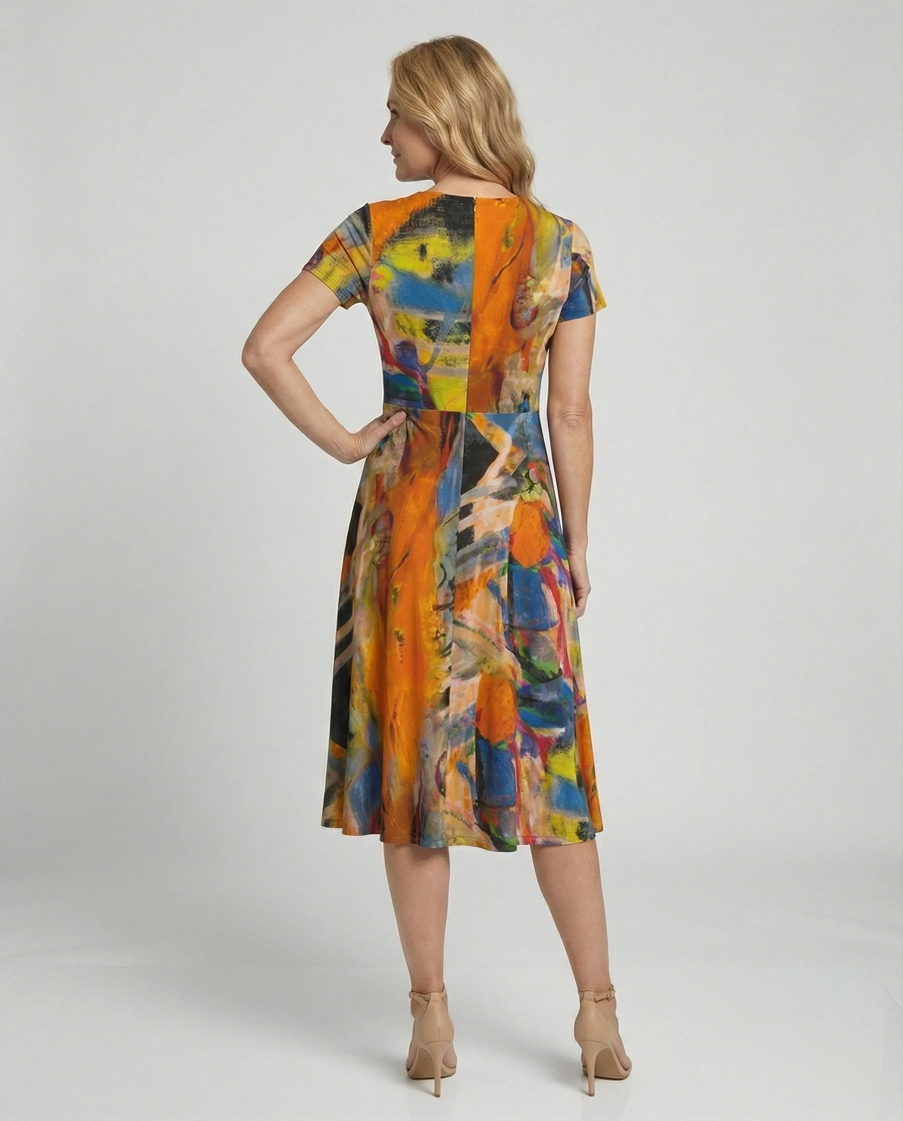 Freizeitkleid Damen Midikleid Tellerrock - Image 3