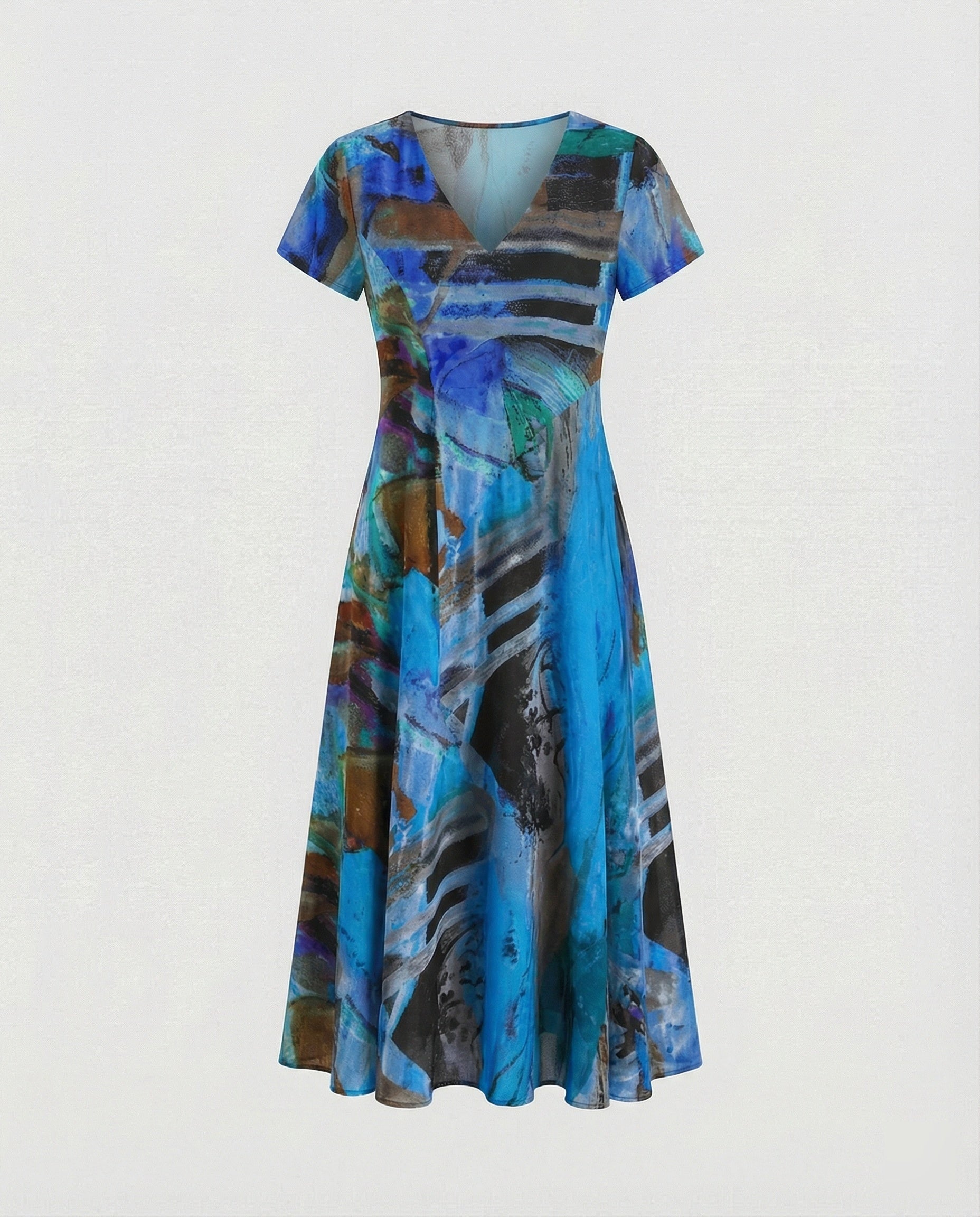 Freizeitkleid Damen Midikleid Tellerrock - Image 6