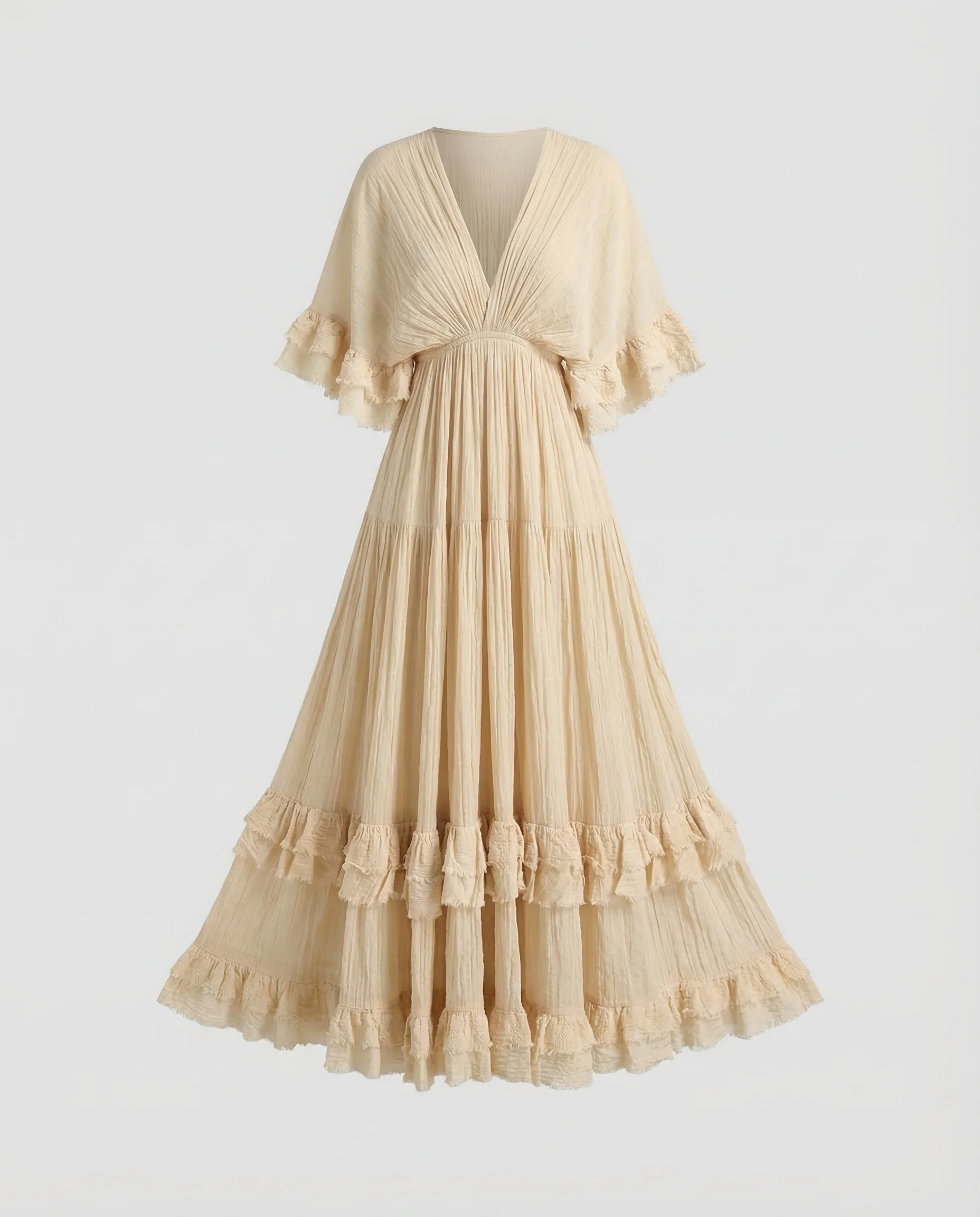 Damen Plissee Maxikleid Volant - Image 5
