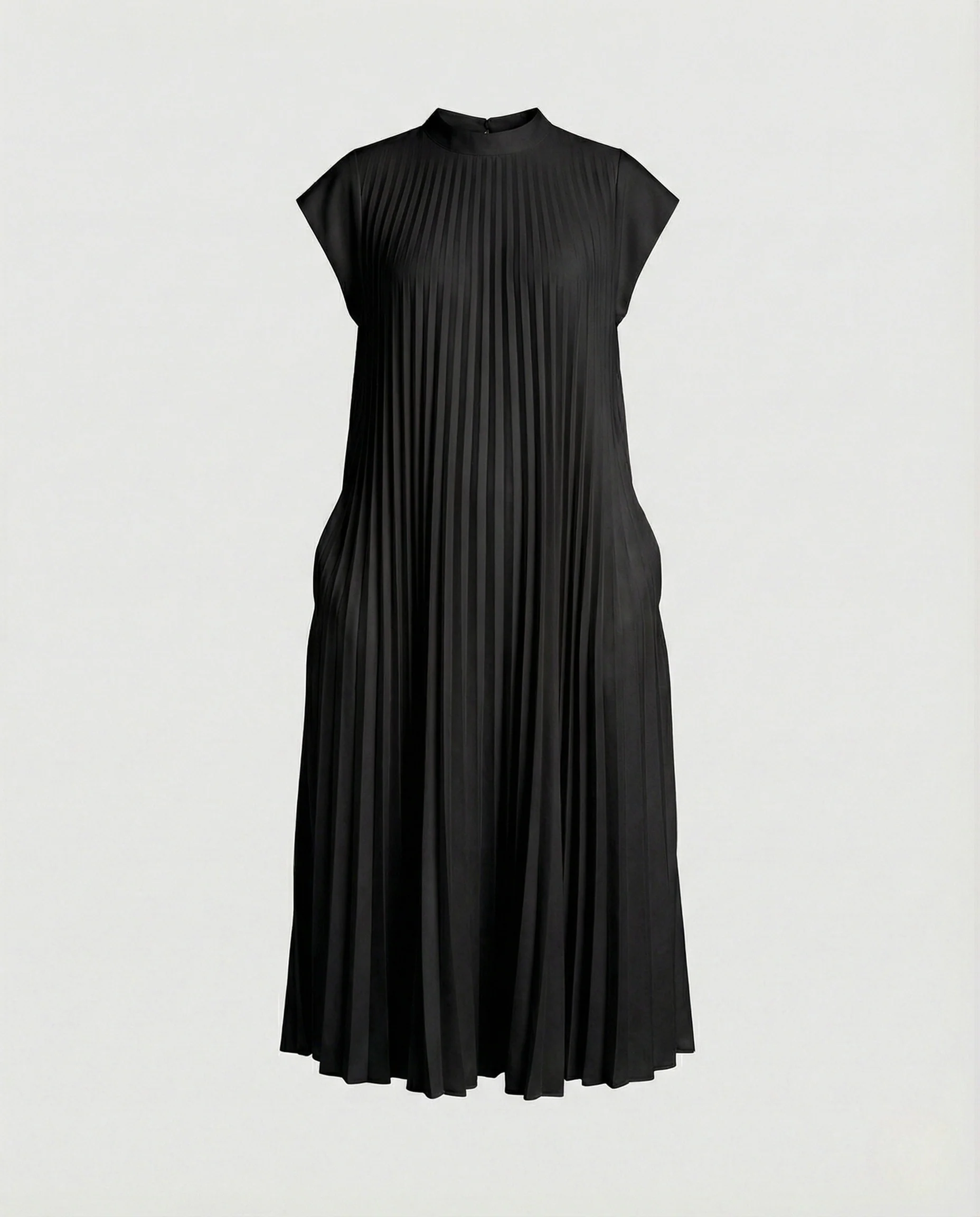 Damen Plissiertes A-Linien Maxikleid mit Taschen - Image 11