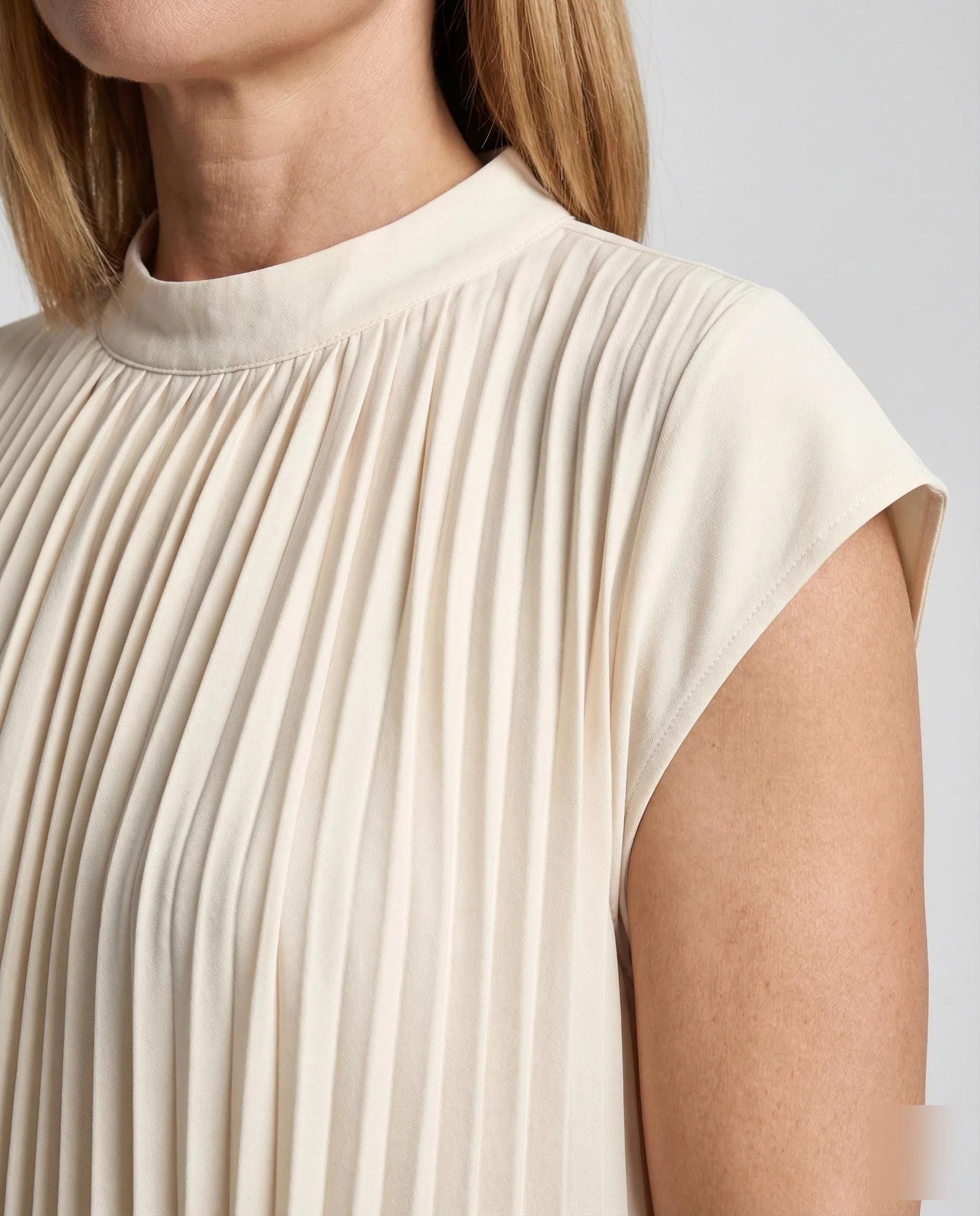 Damen Plissiertes A-Linien Maxikleid mit Taschen - Image 3